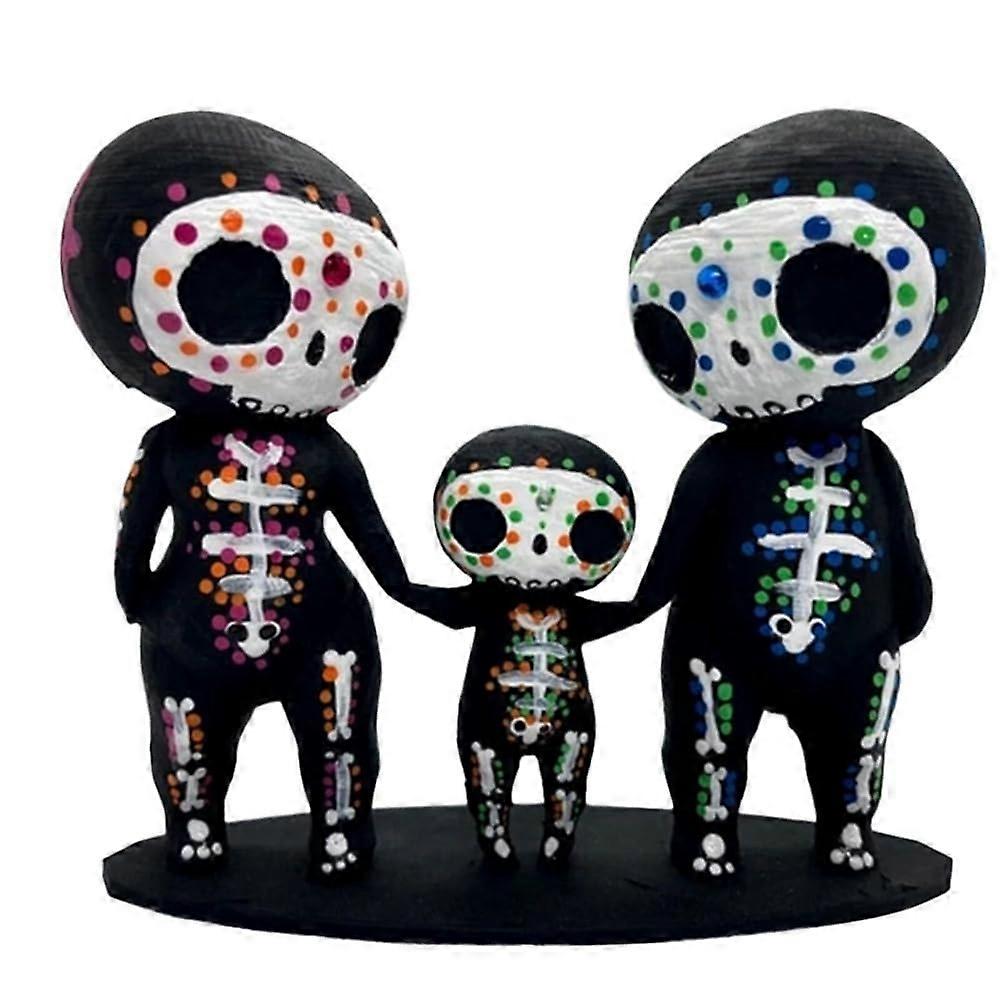 Skull Family Figurines Resin Crafts Cute Statue Decorative Sugar Skull Handmade Easy to Use A
