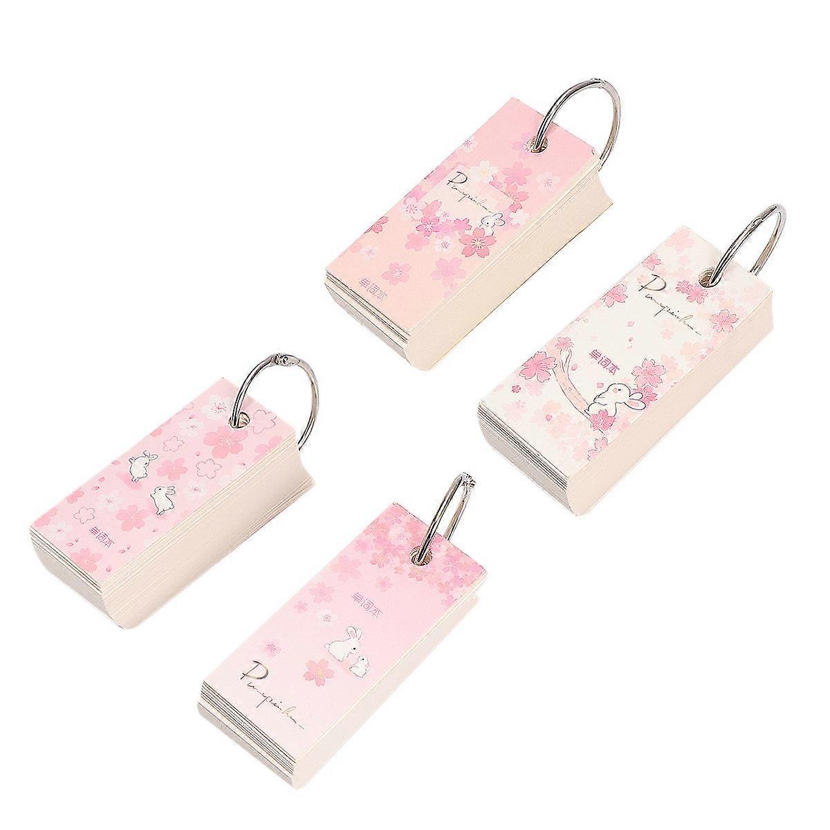 4pcs Pink Memo Pads with Cartoon Patterns, Portable Loose Leaf Notepad for School, Office, Home Use, Study Notes, DIY Projects