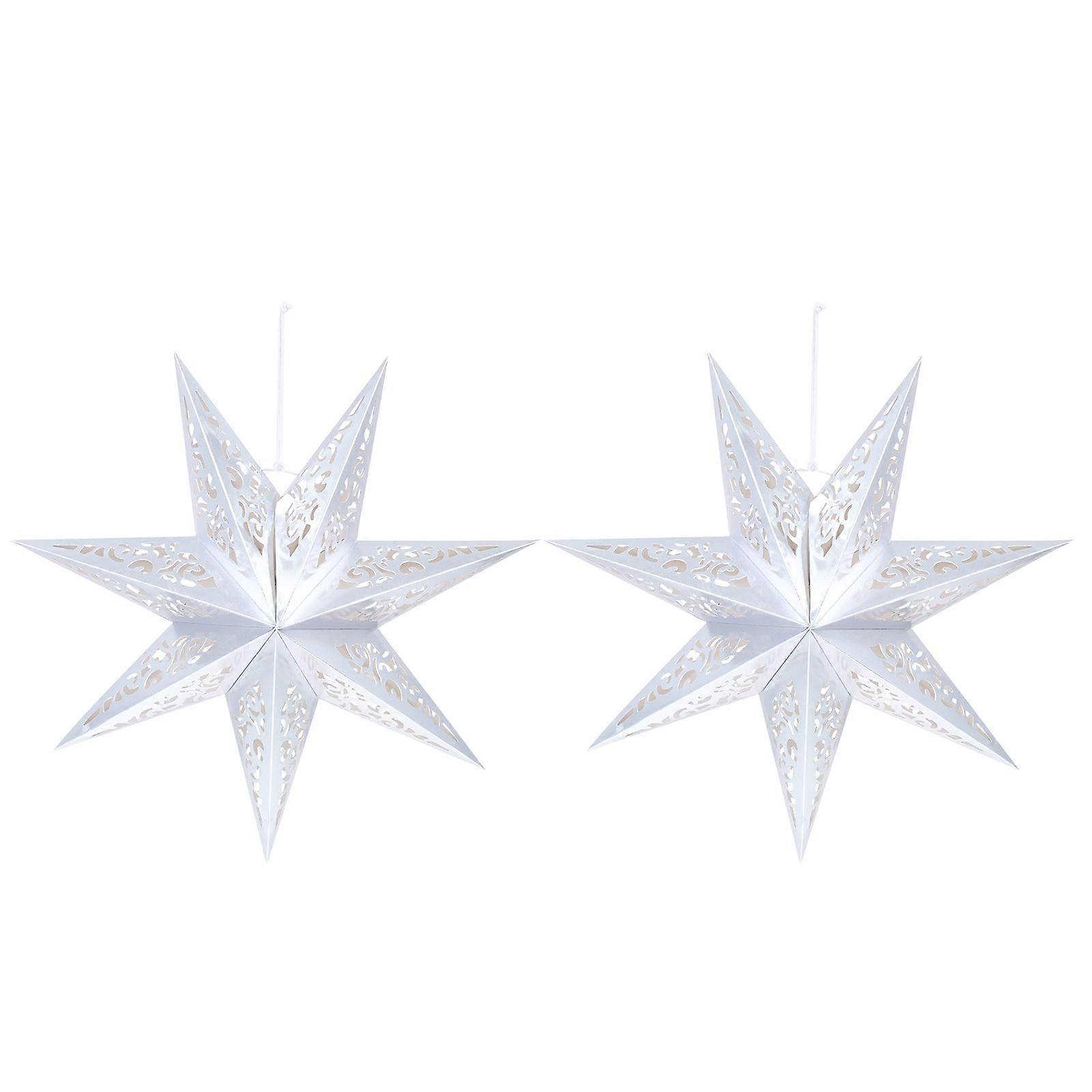 Silver Paper Creative Light Cover with Hollowedout Star Design for Home Decor 2 Pcs