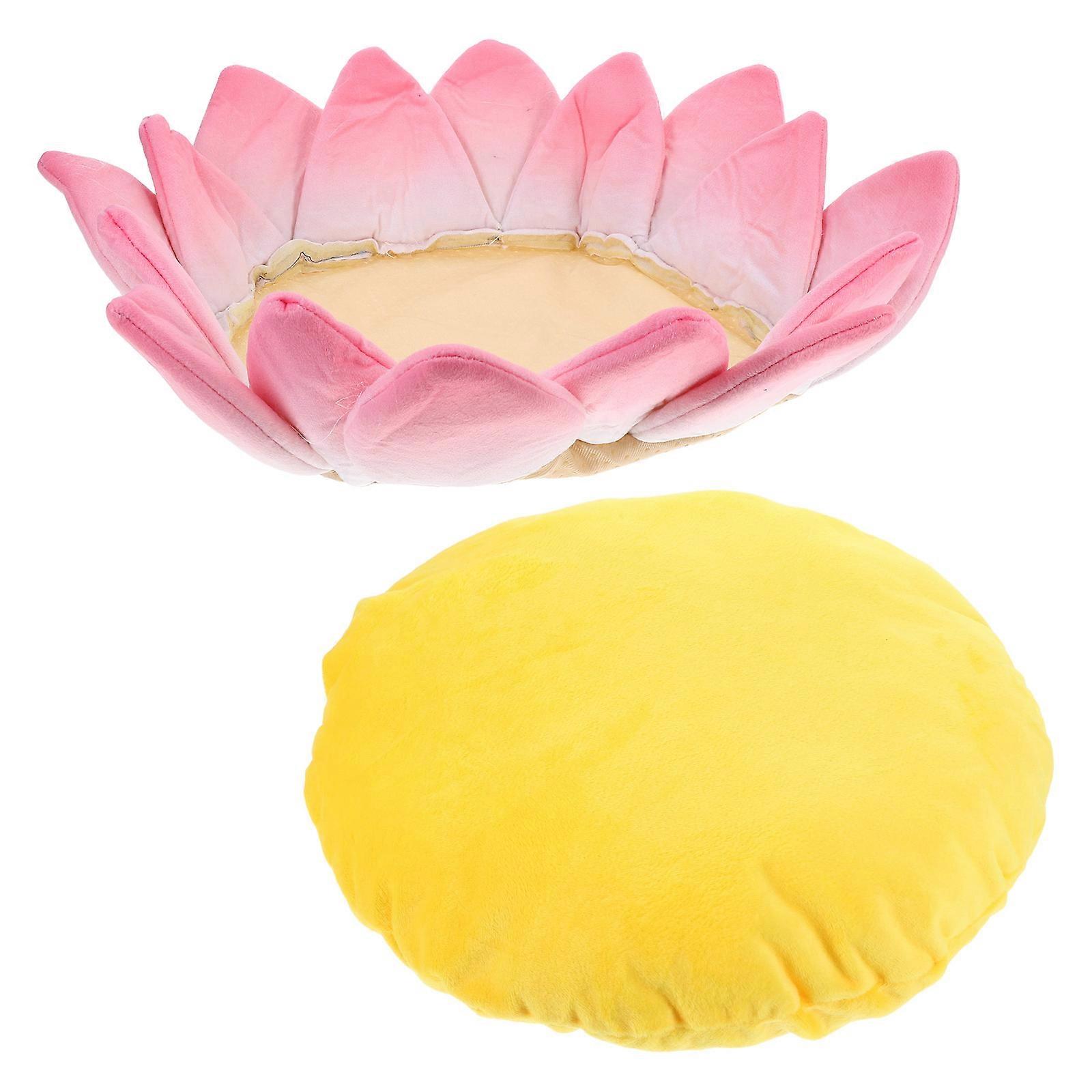Pet Sofa Bed Lotus Shape Plush Support Non-Slip Design Indoor Use 1Set