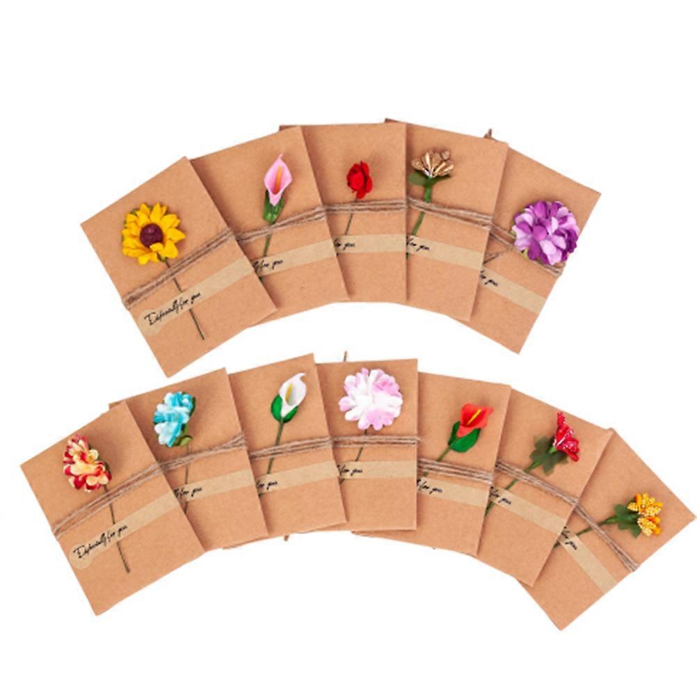 Ensemble de fleurs artisanales vintage en papier kraft pour écrire (12 pièces)