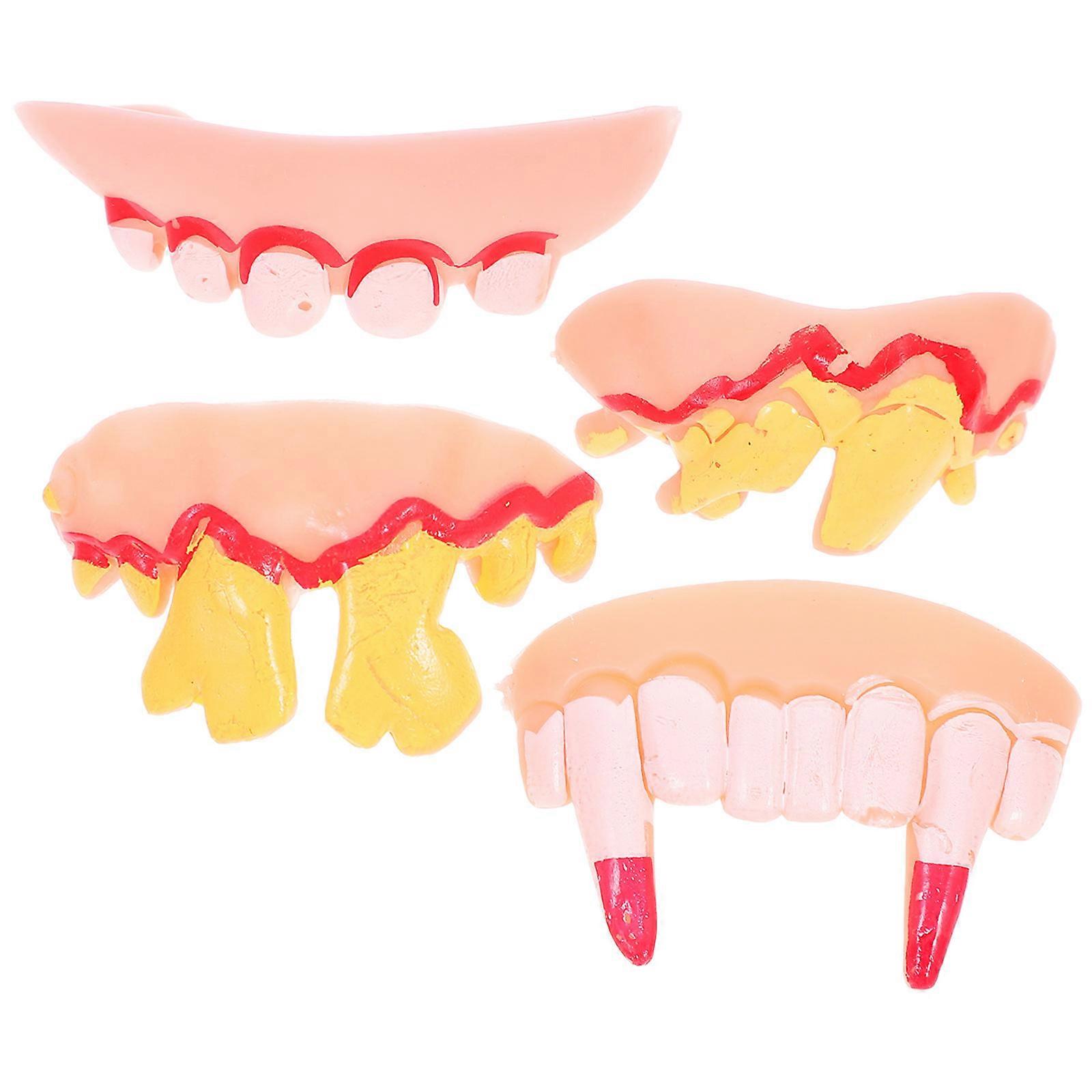 False Tooth Replacement Halloween Props Simulation Teeth Safe and Comfortable to Wear 4Pcs
