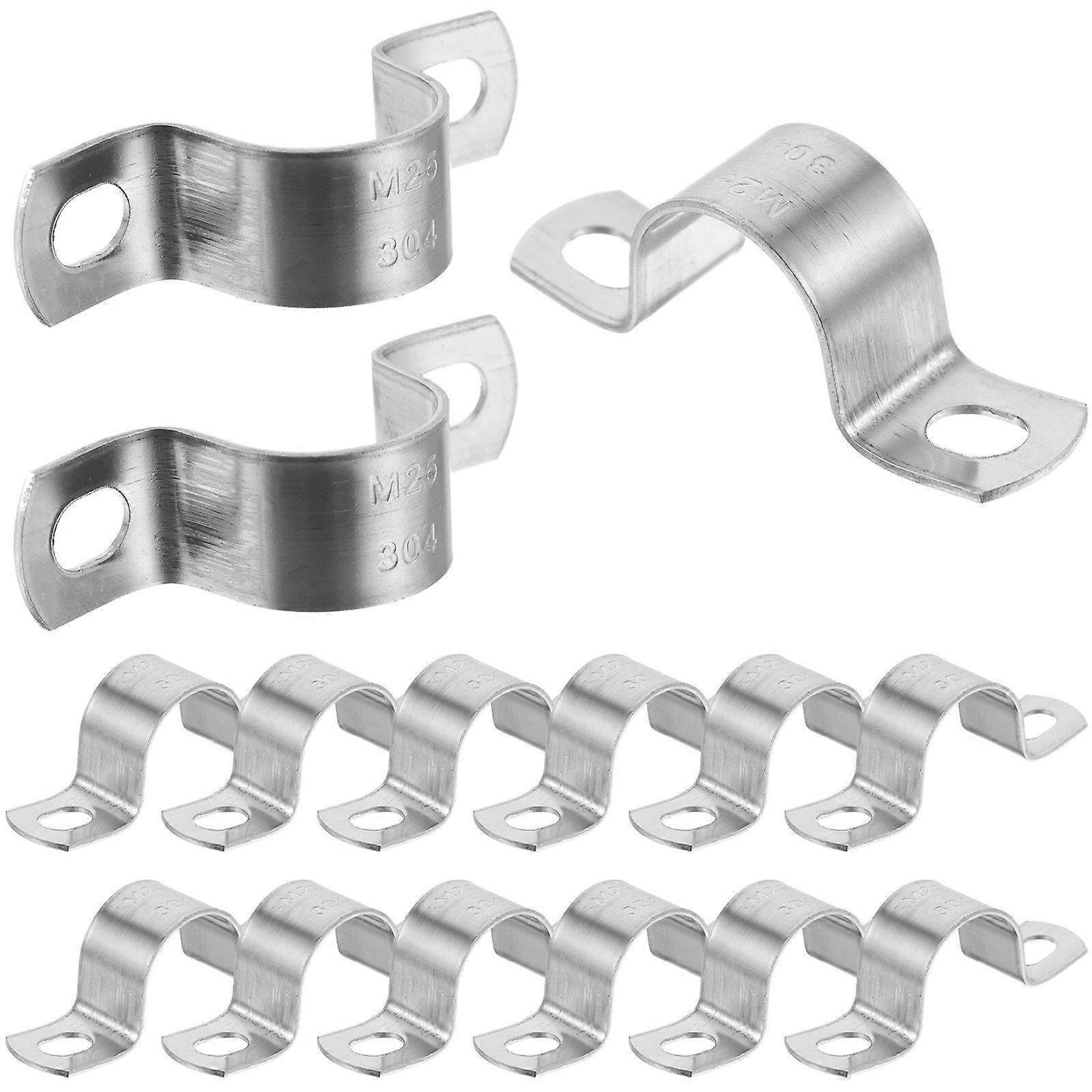 Rigid Pipe Strap Clamp Stainless Steel Hose Securing Circular Pipeline Fixing 7.5X2cm 20Pcs