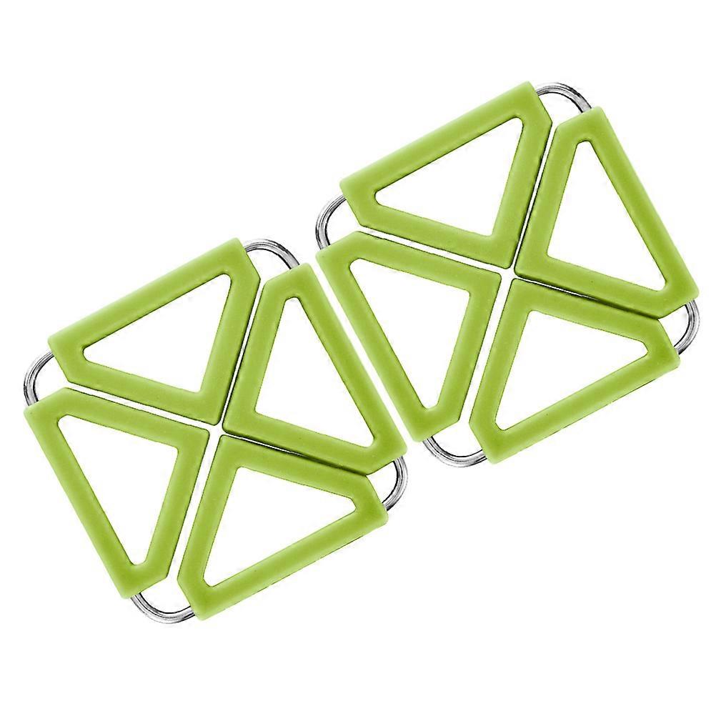 Silicone Heat Resistant Mats Square Green 12x12cm Non Slip Foldable Table Pad 2Pcs