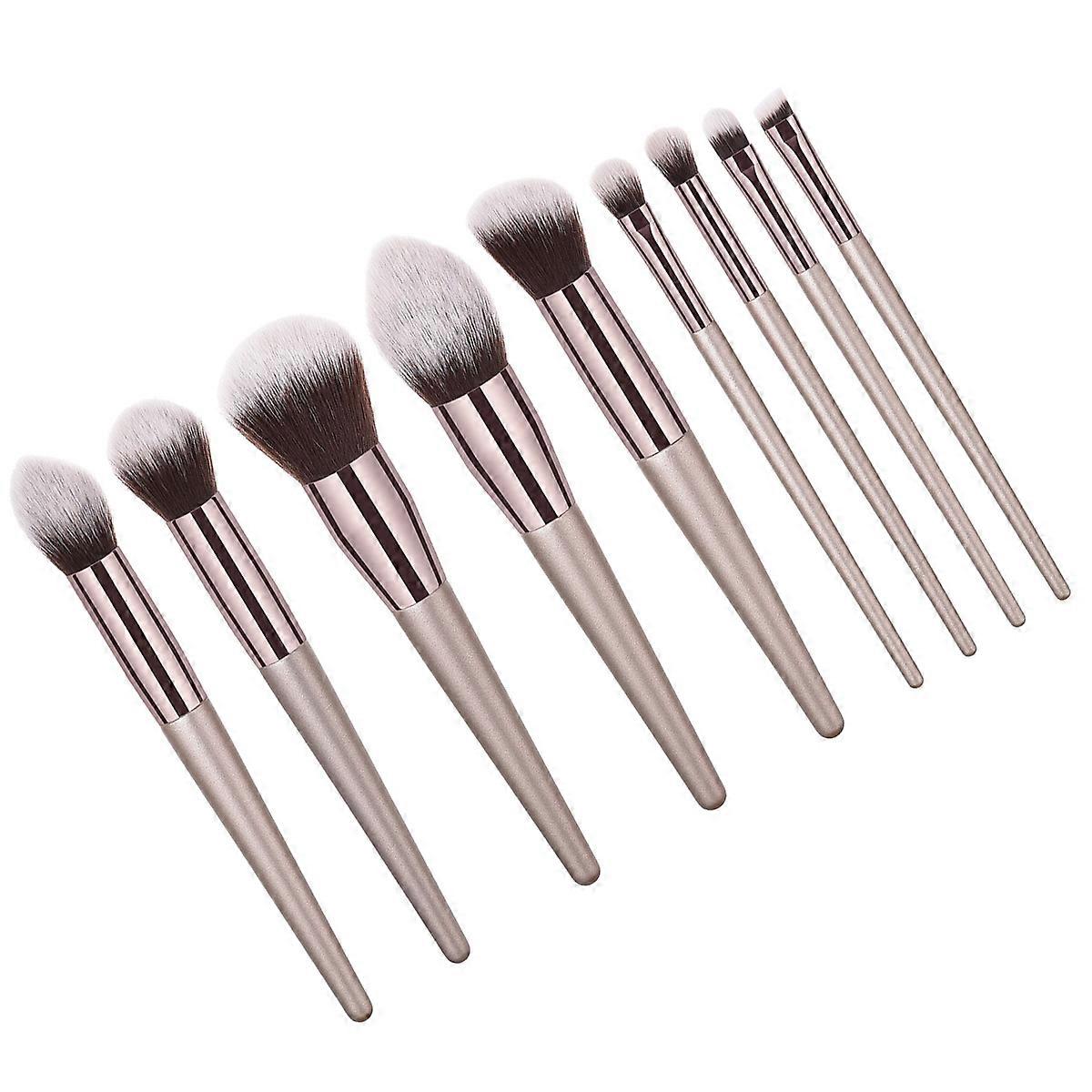 Cosmetics Brush Kit 9Pcs Pearlescent Handle Nylon Bristles For Women Professional Use Powder Application