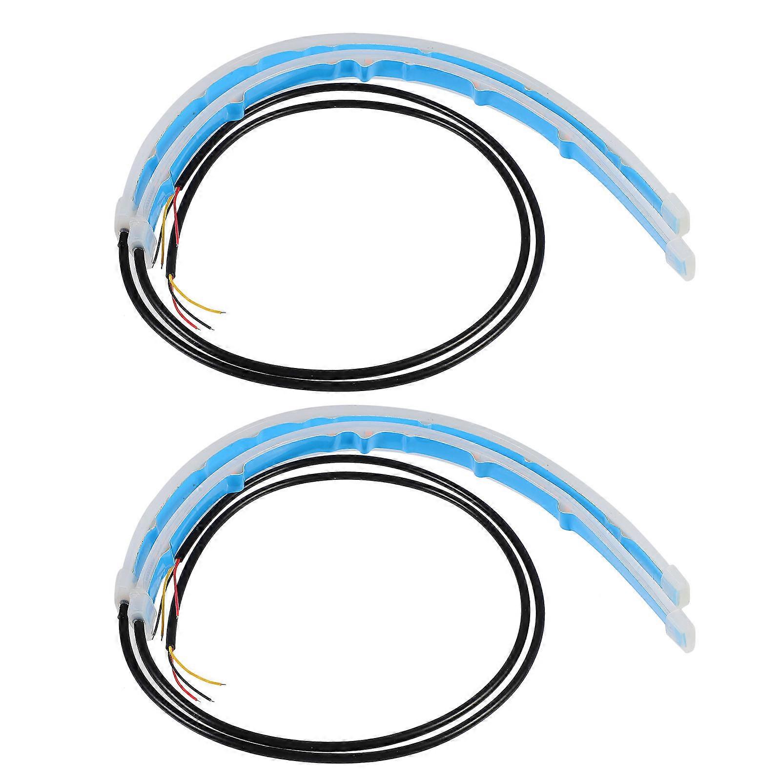 Daytime Running Light Strip Tube Dual Color Waterproof Brake Flow Indicator 2Pcs