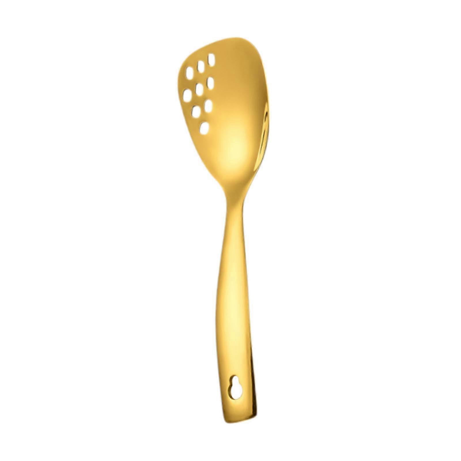 Stainless Steel Serving Spoon with Flat Base, 22.9 cm, Gold Color, Easy to Clean, Multi-Purpose for Dinner, Style B