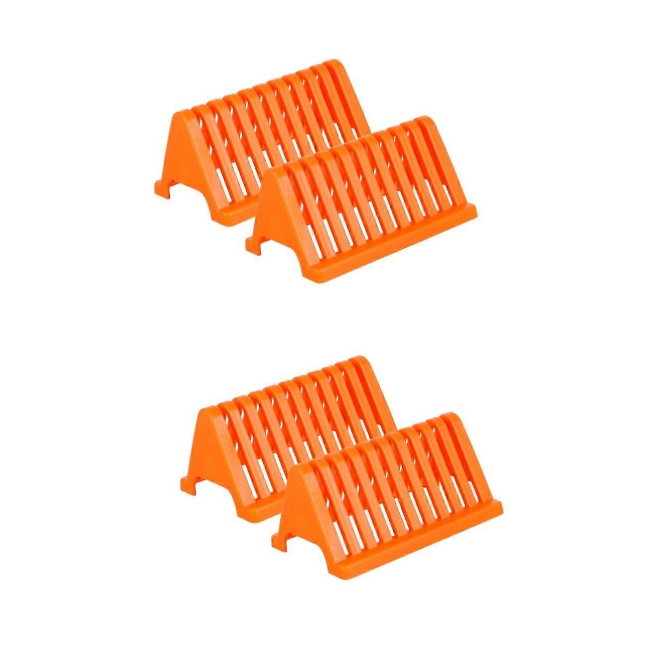 Pack of 4 Slide Dish Racks Laboratory Drying Racks Drain Shelf PP Orange