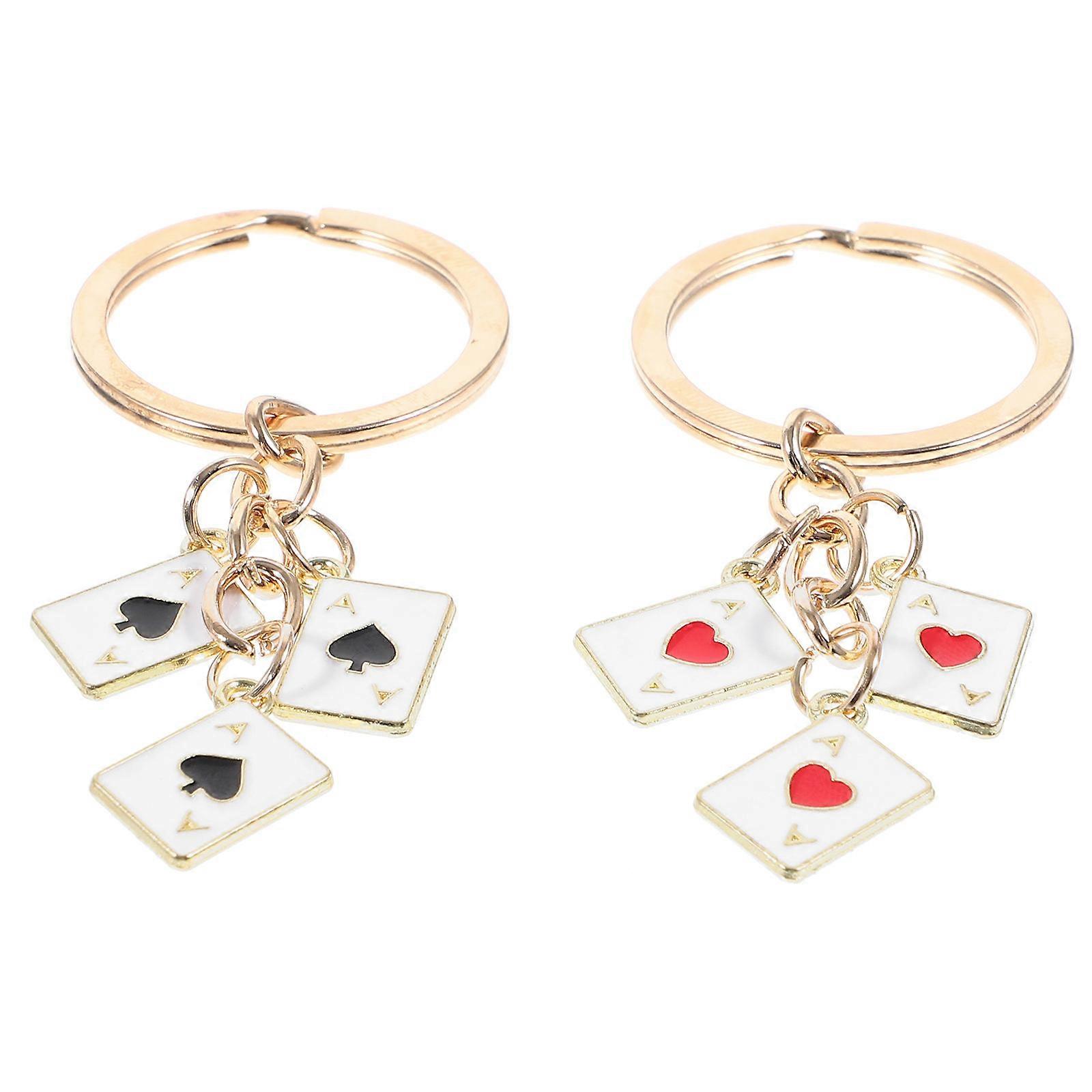 Pouch Keychain Accessories Creative Key Holder Card Keychains For Everyday Use Black Zinc Alloy 2Pcs