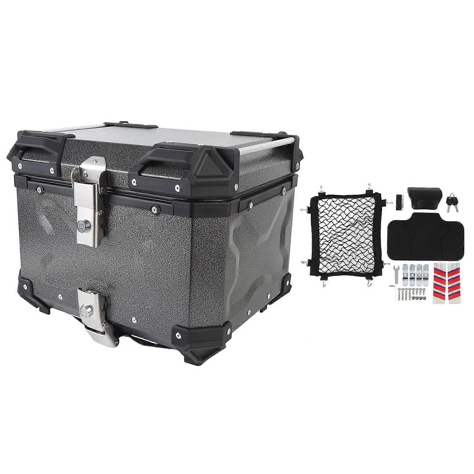 45L Motorcycle Top Box with Anti Theft Lock Quick Release Universal Fit Waterproofing Aluminium Alloy Motorcycle Trunk For Helmet Luggage MK03148