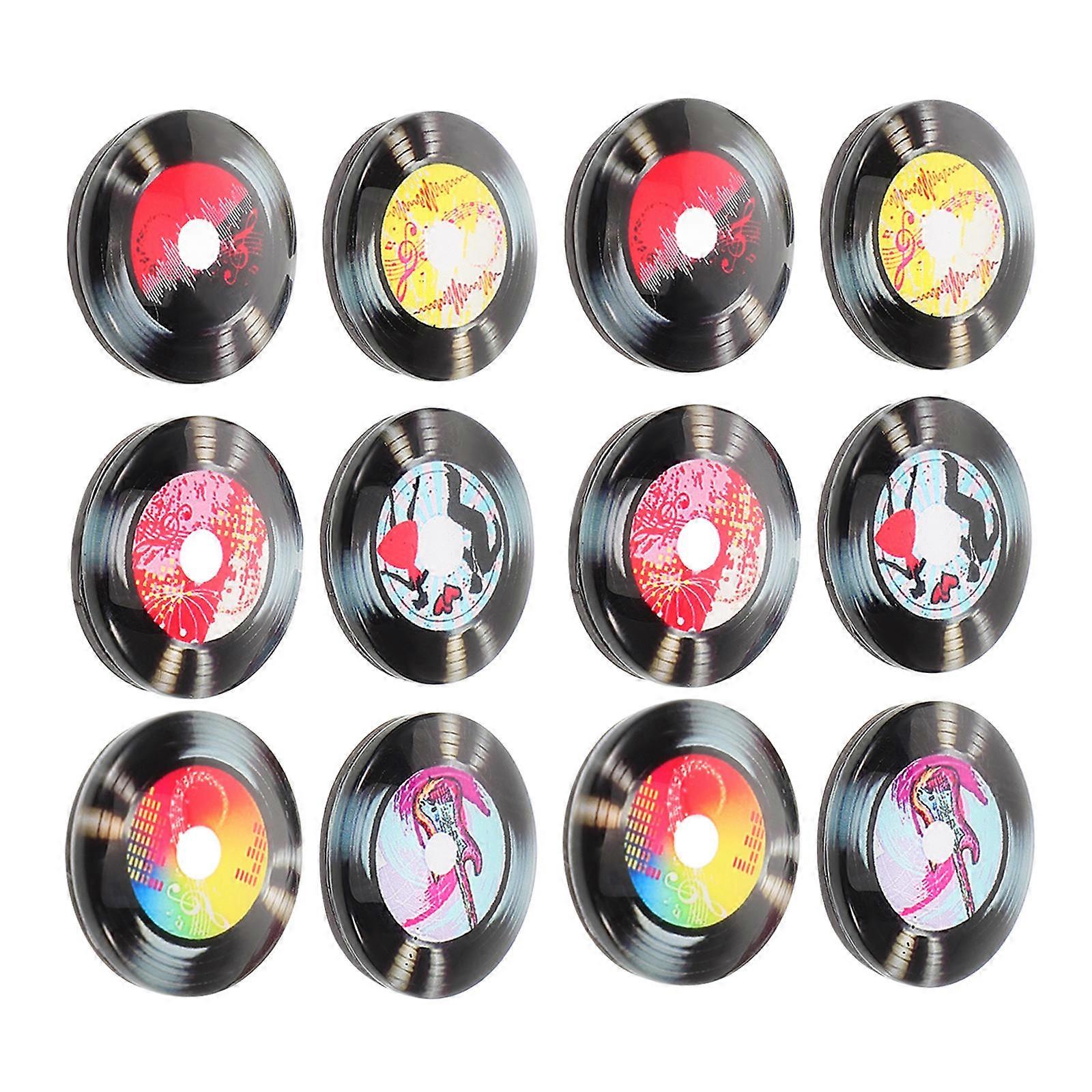 Records Decor Music Lovers Office Use Assorted Color Round Shape 12Pcs