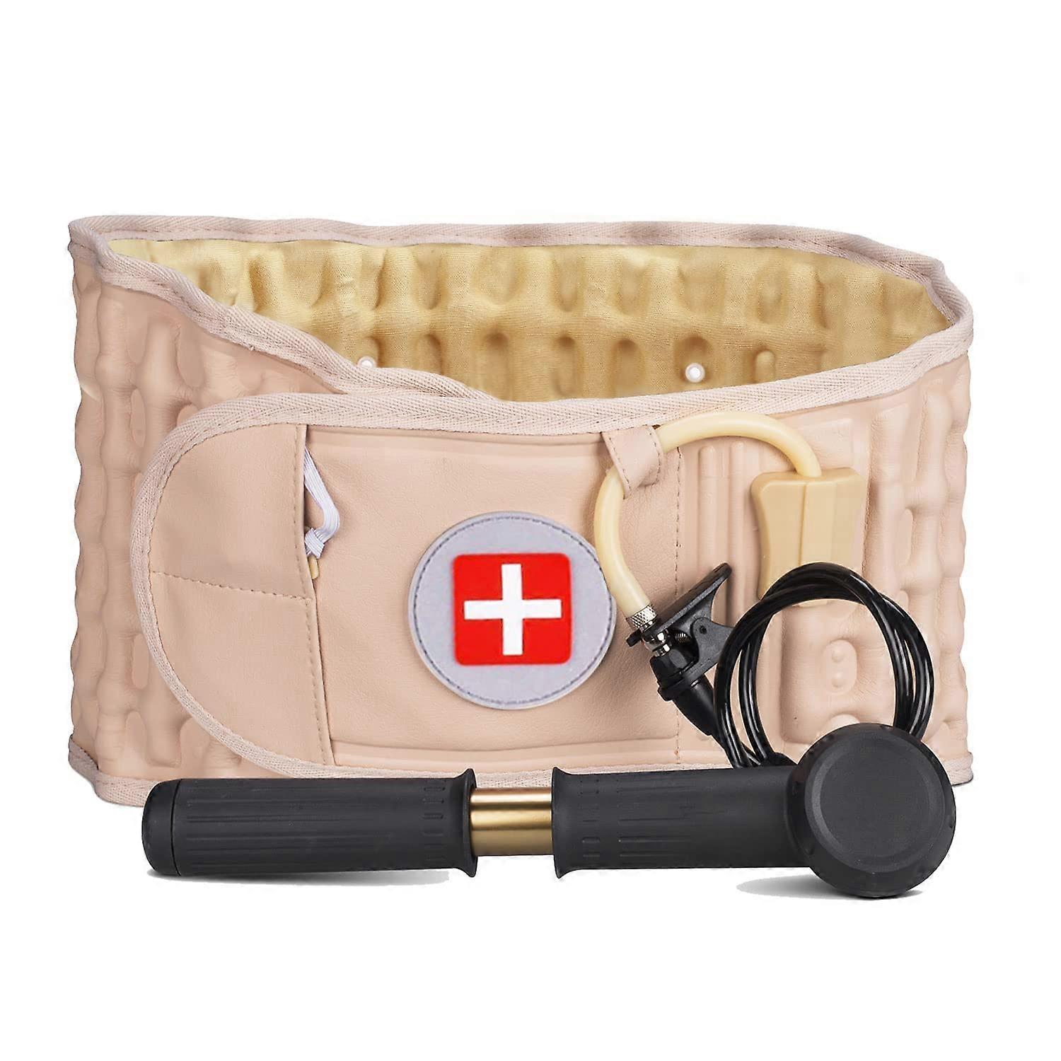 Decompression Back Belt Lumbar Support Belt for Men and Women, Lower Back Pain Relief, Back Traction Device, Fits Waist 29'49' (Beige)