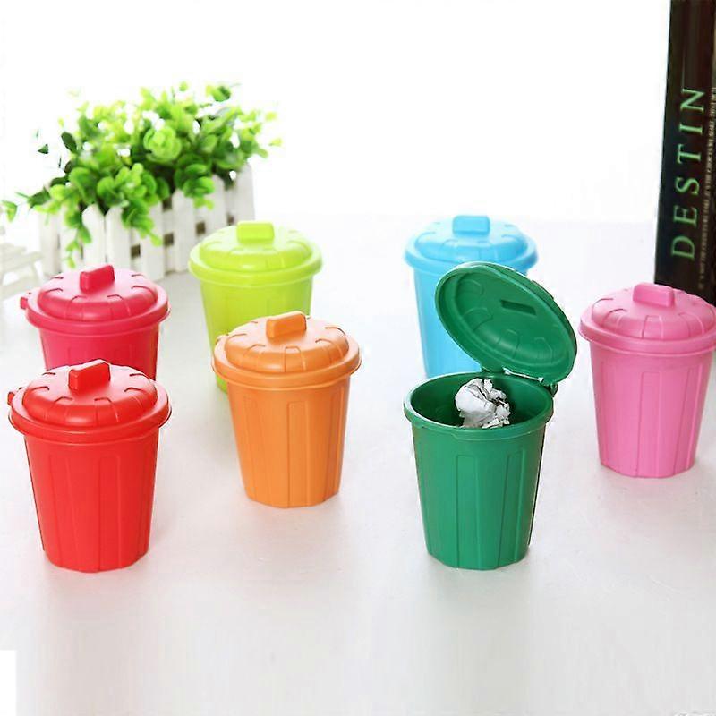 10Pcs Mini Trash Can with Lid Small Desktop Garbage Bin Pencil Holder Multi-Functional Organizer for Home School Office Party Decoration Green
