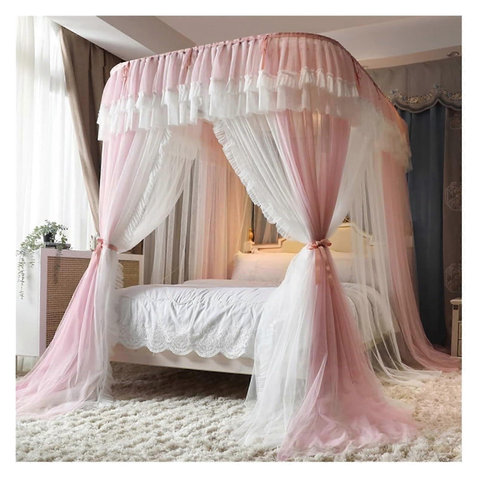 Mosquito Net Bed with Ushaped Holder, Dustproof Canopy 180x200x210cm