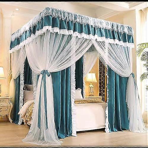 Canopy Bed Frame Post Poles, 4Corner Mosquito Net Holder, Stainless Steel Frame Posts, Thickened Bed Stand, Green, Full