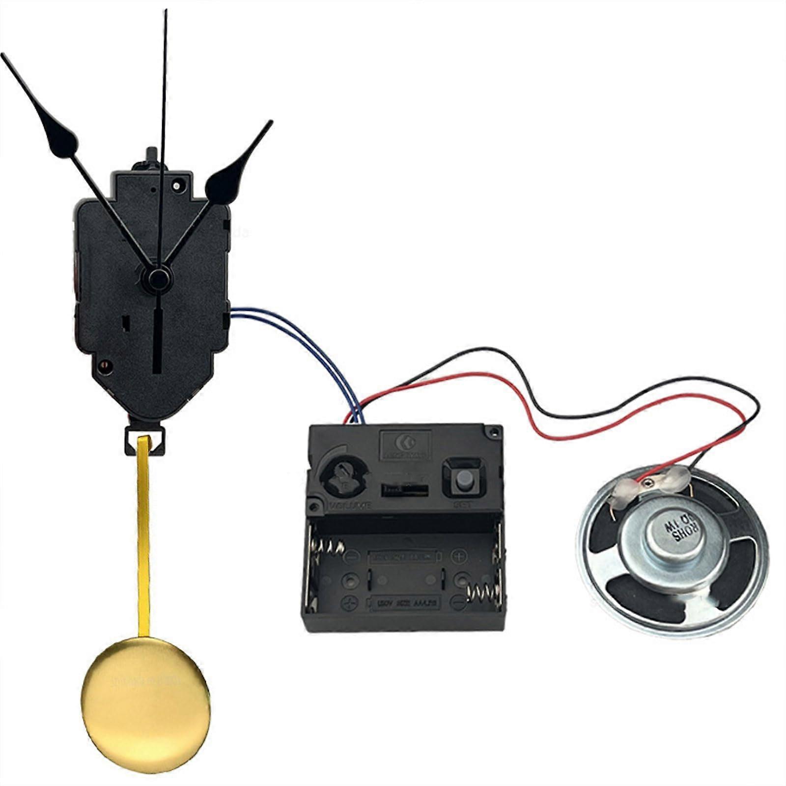 Quartz Pendulum Clock Movement Replacement Kit with Melody Box and Horn for Various Clock Types, 17mm Shaft Length