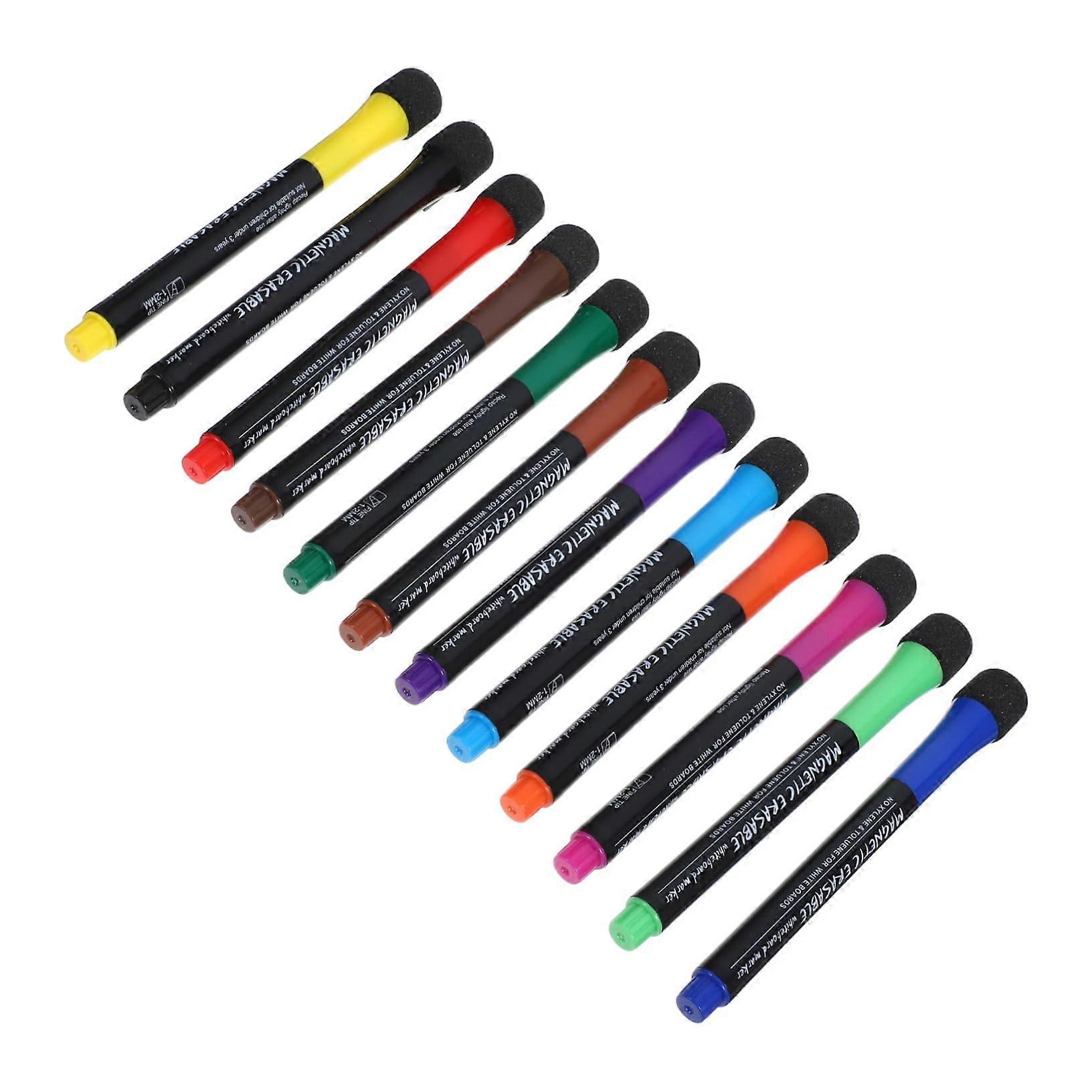 Dry Erase Markers Set of 12 Colors Magnetic Whiteboard Pens for Classroom and Office Use, Reusable and Easy to Clean