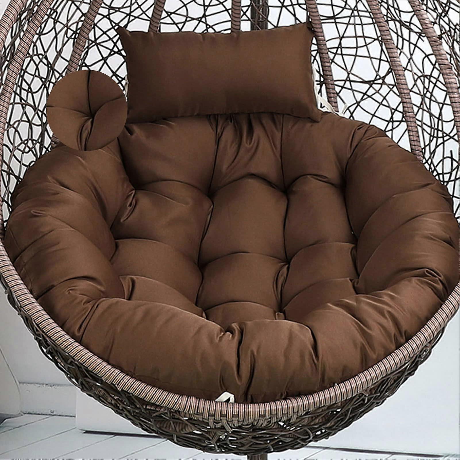 Thick and comfortable hanging hammock cushion for hanging, replacement for terrace wicker basket, brown, 120 cm