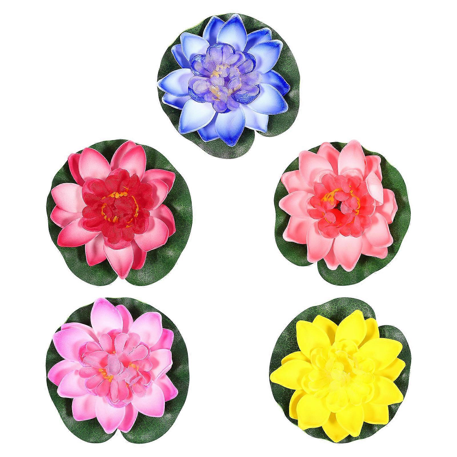 Artificial Floating Artificial Floating Water Lily EVA Flower Blue 10cm Simulated Plant Model 5Set