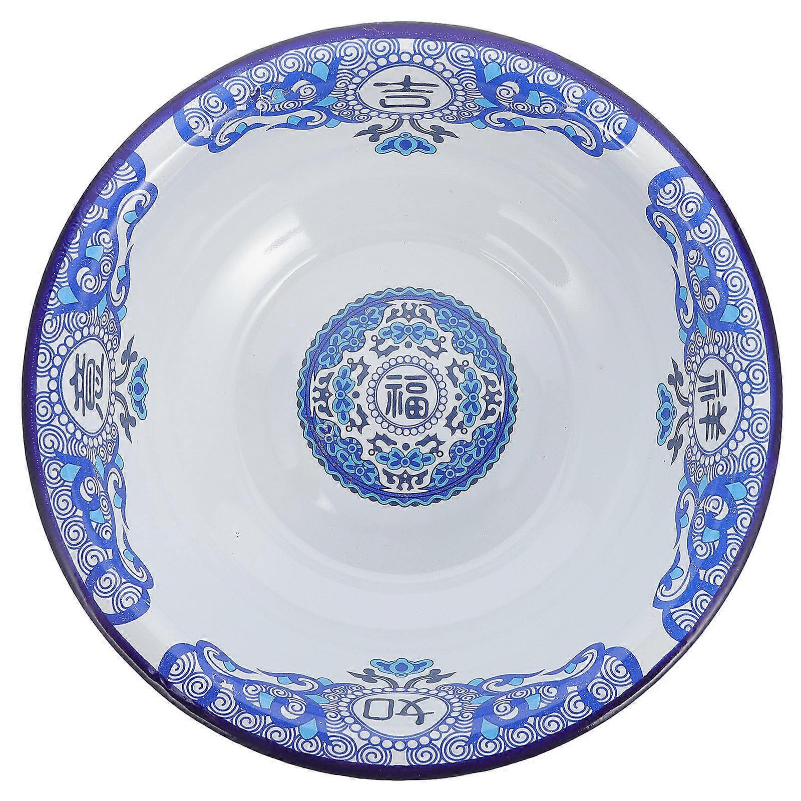Soup Basin Enamel Basin Blue Round Retro Style For Restaurant Hold Soup Mixing 1Pack