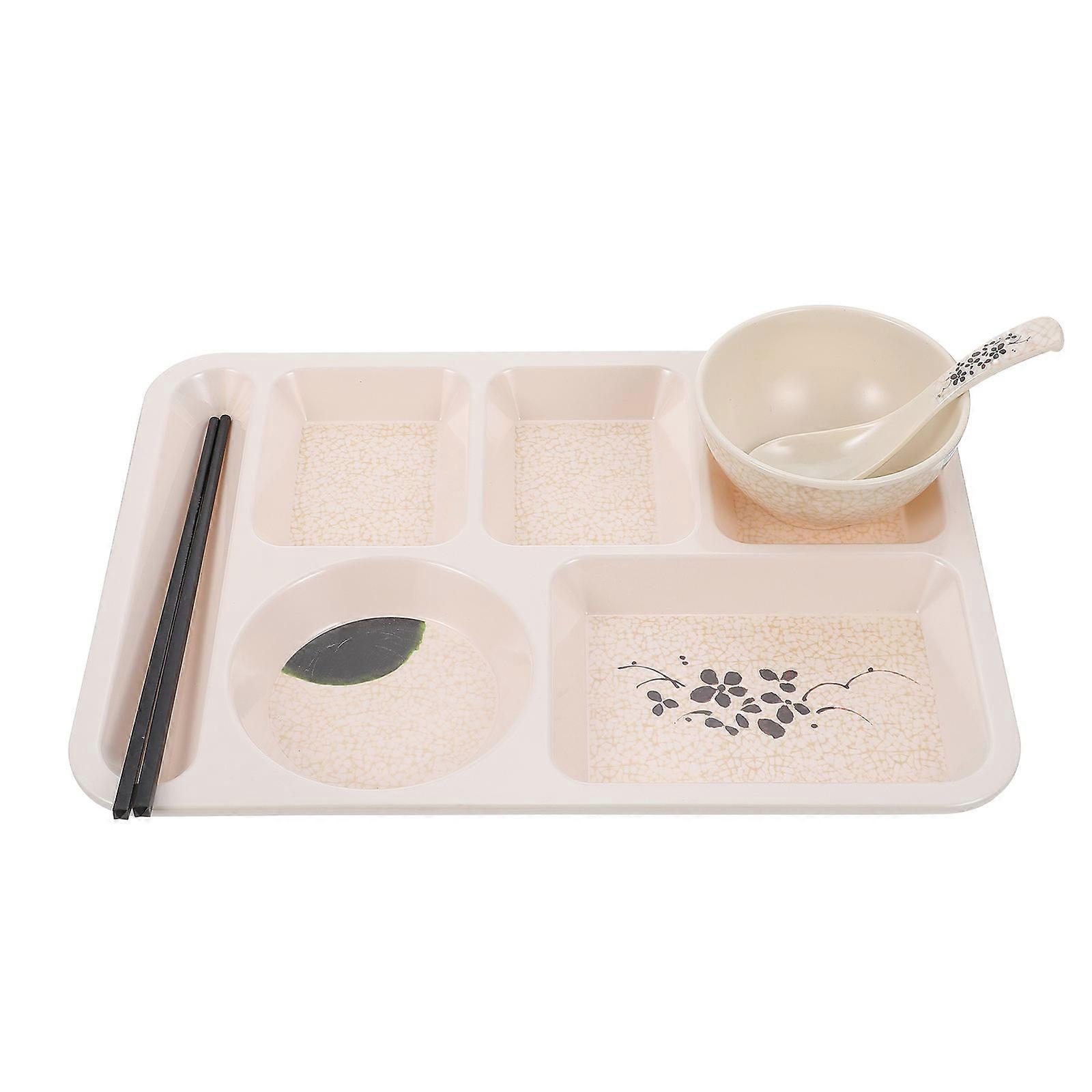 Serving Tray For Entertaining Multi-Grids Plate With Dipping Sauce Holder Function 13.9×9.9×0.9in 1Set