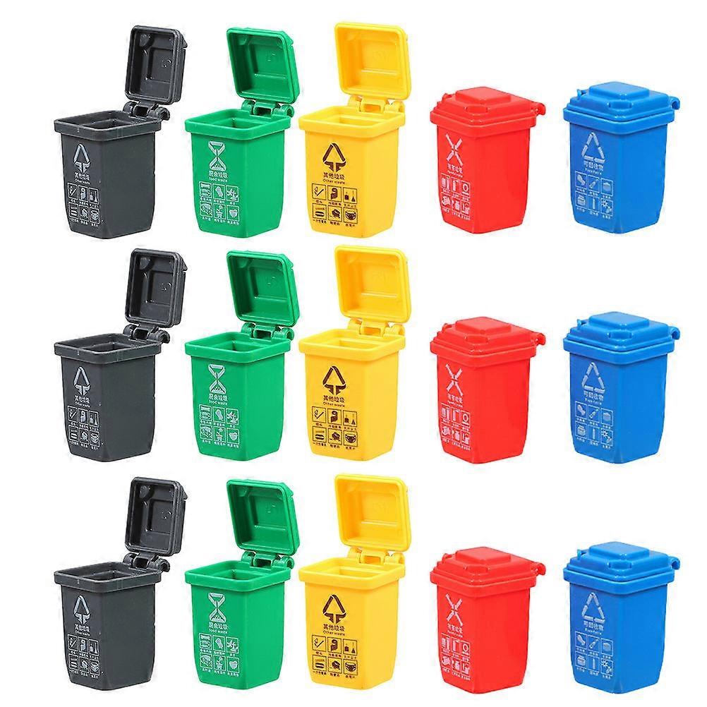 Miniature Dollhouse Garbage Can Waste Sorting Educational Tool Children 4.30X2.80X2.80CM 15Pcs