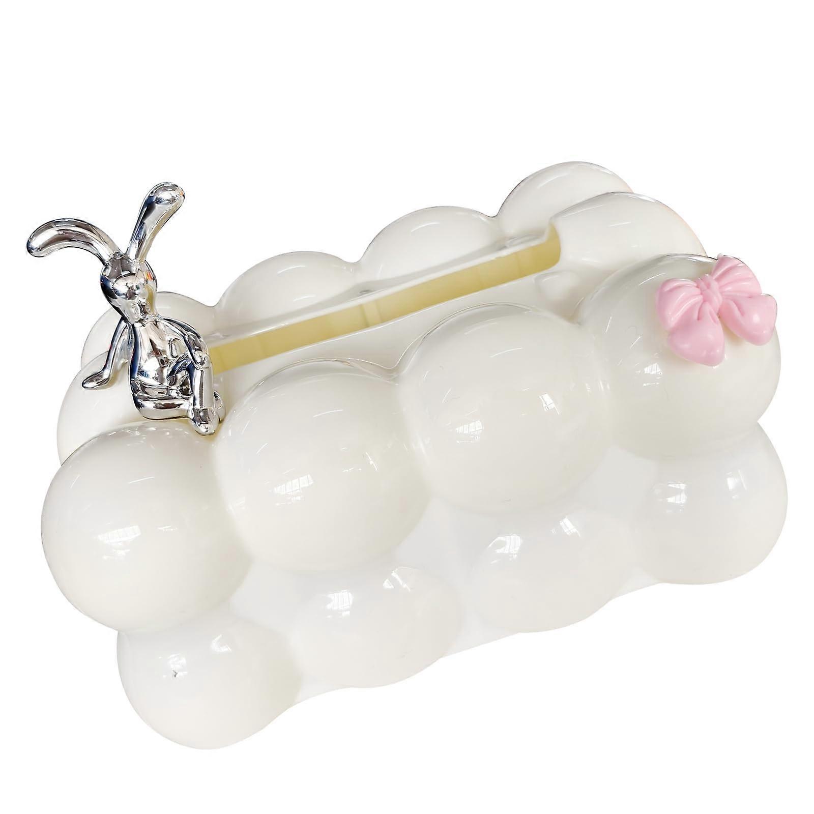 Elegant tissue box with rabbit design, for home or office, soft and sturdy construction, easy to use, decorative tissue holder.