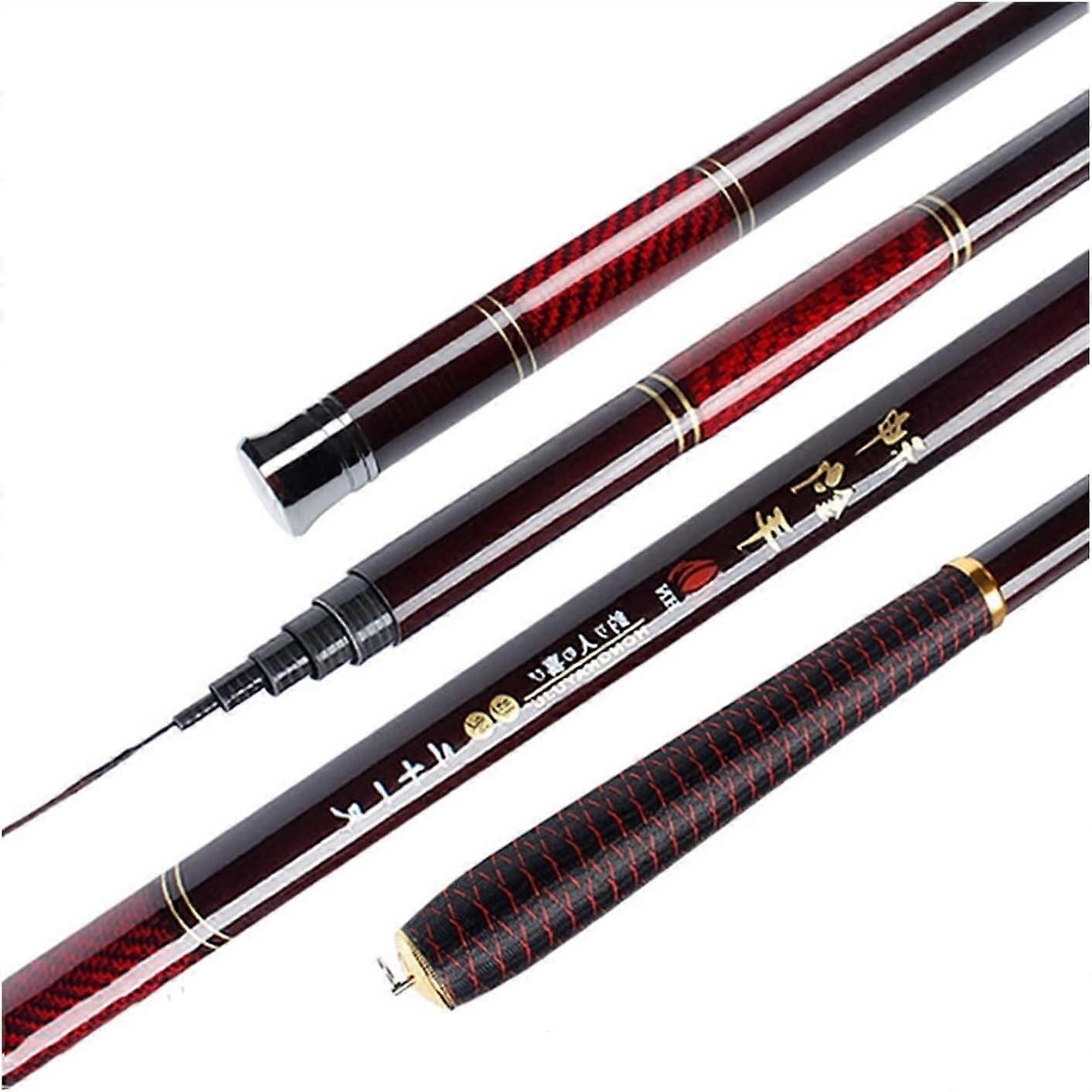 Fishing Rods Carbon Fiber Fishing Rods Telescopic Portable Fishing Tackle Carbon Stream Rods Foot Meter (Color: Red, Size: 3.6 m) 3.6 m red