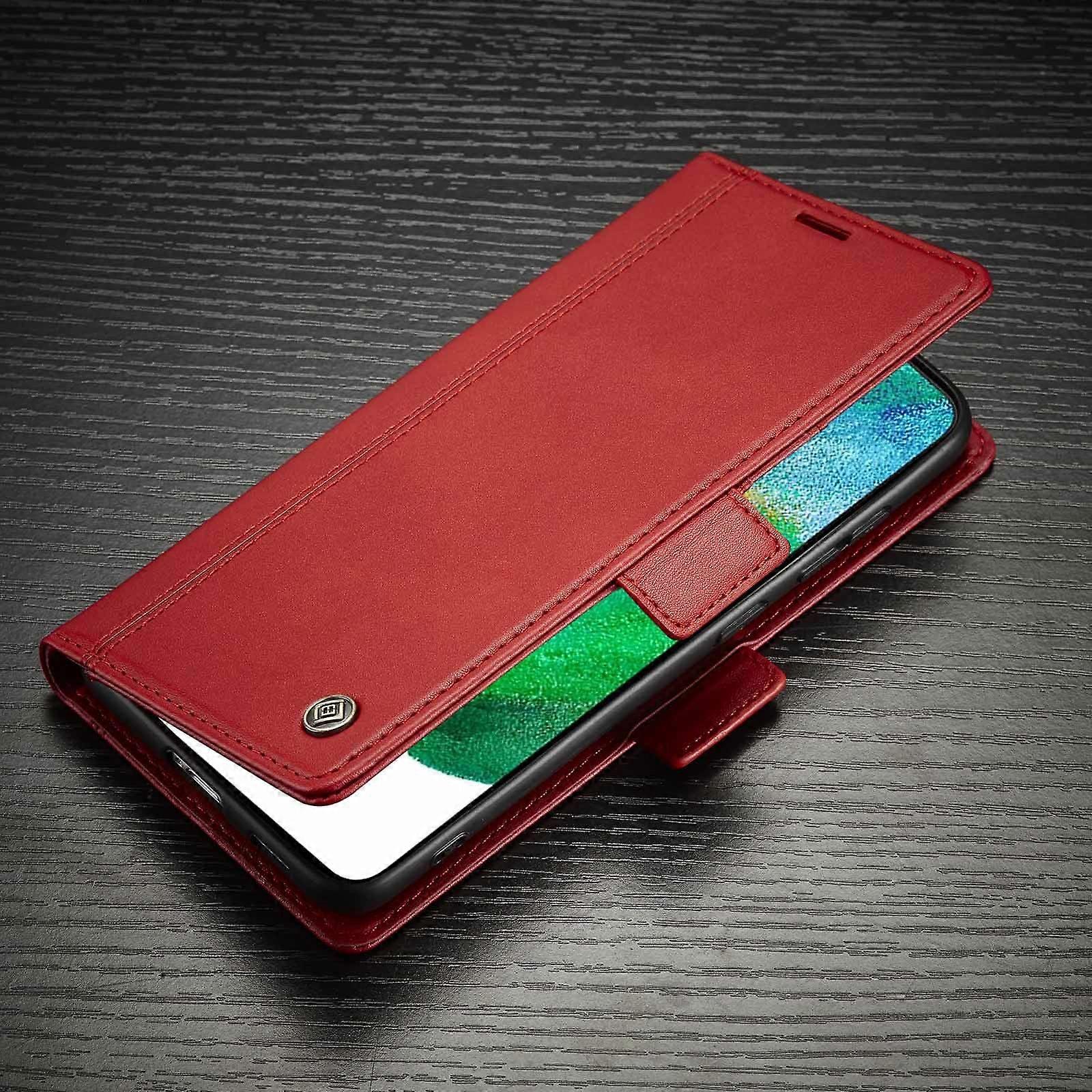 Case For Iphone 14 Red Magnetic Leather Business Protective Flip Stand No88819