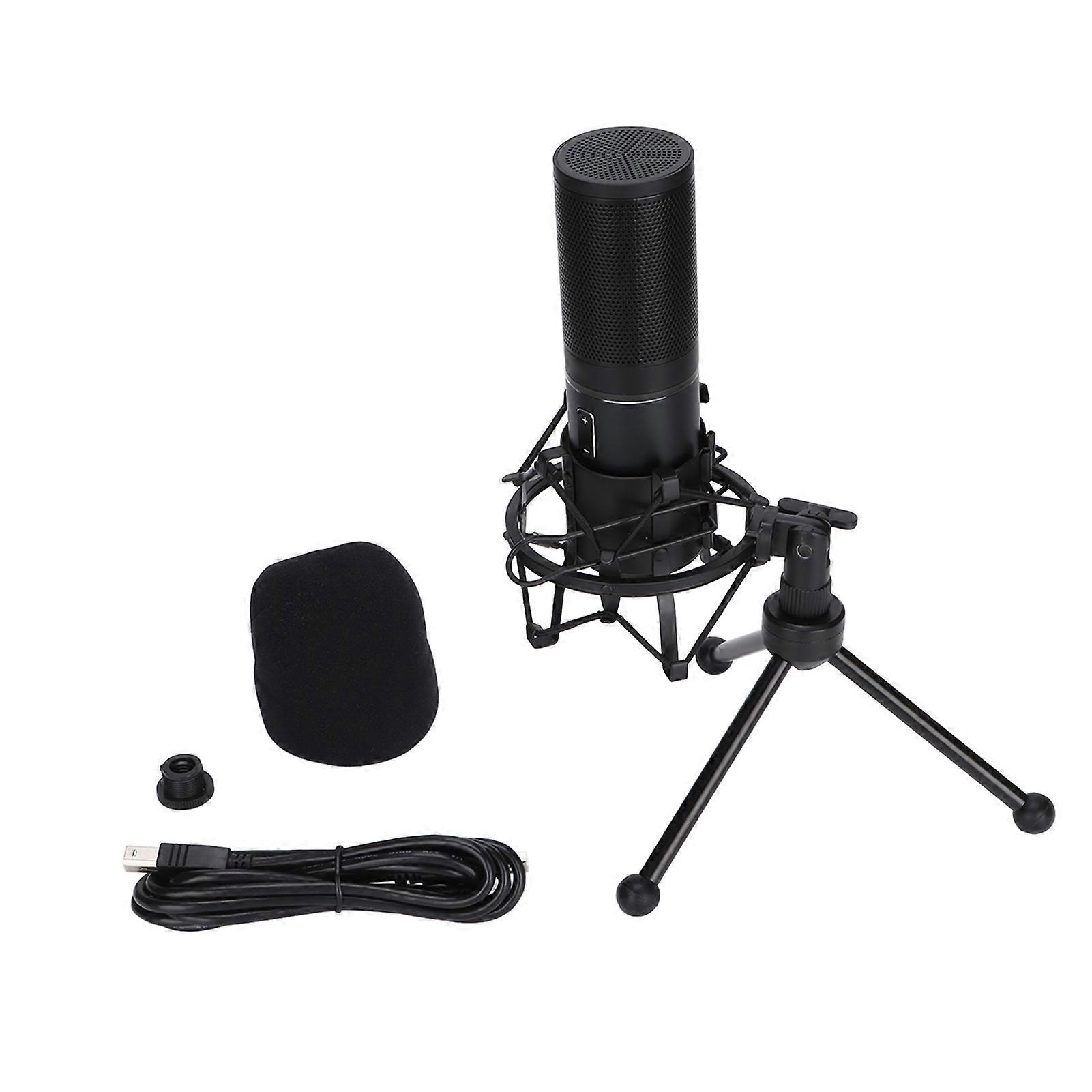 Computer Cardioid Pointing Condenser Microphone with USB Cable Protective Cover for Singing Live Broadcast