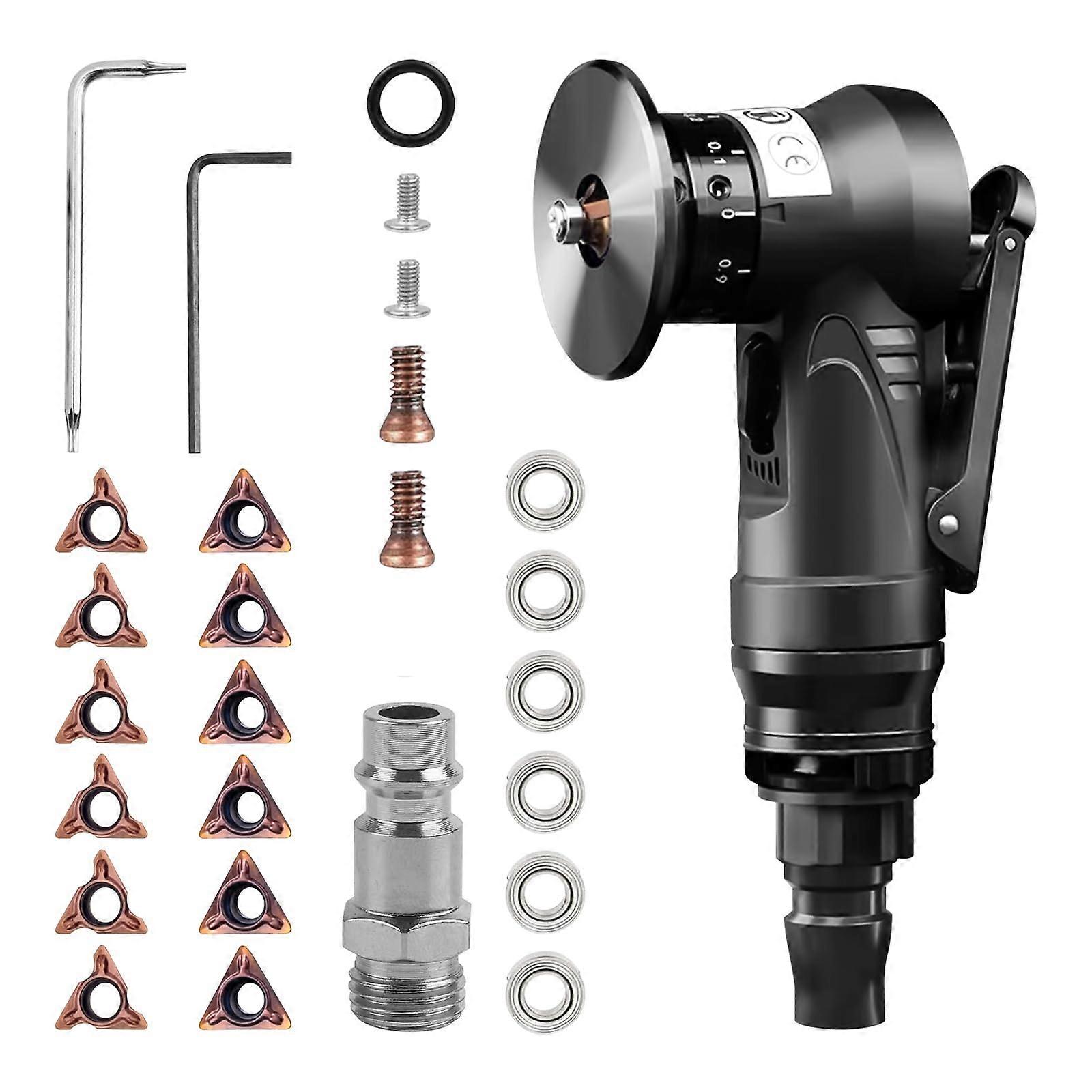 2in1 Mini Pneumatic Chamfering Tool, 30000RPM 45° Edge Tool (6R6C Inserts 6 Bearings)