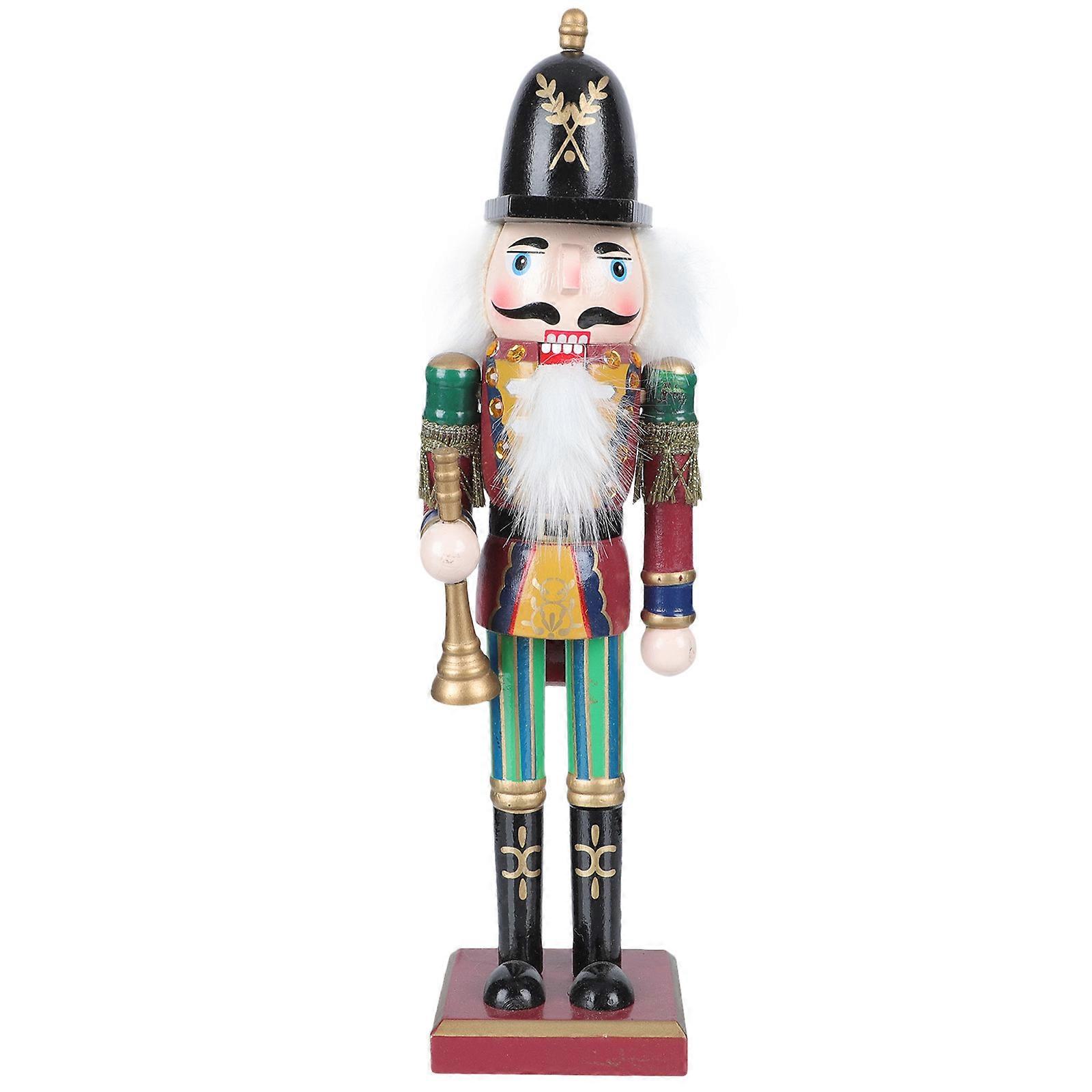 Ornamental Nutcracker Figure Wood Material Puppet Toy Creative Design Christmas Decor 30.00X8.00X8.00cm 1Pack