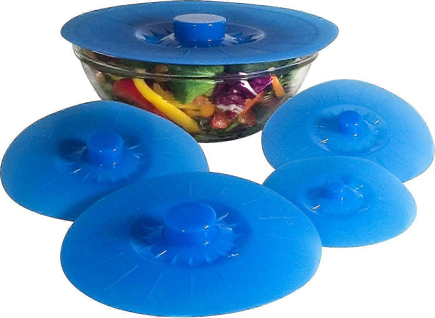 Reusable Silicone Bowl Covers Set of 5, Suction Seal Lids for Bowls, Pots, Cups, Food Safe, Easy Grip Handles