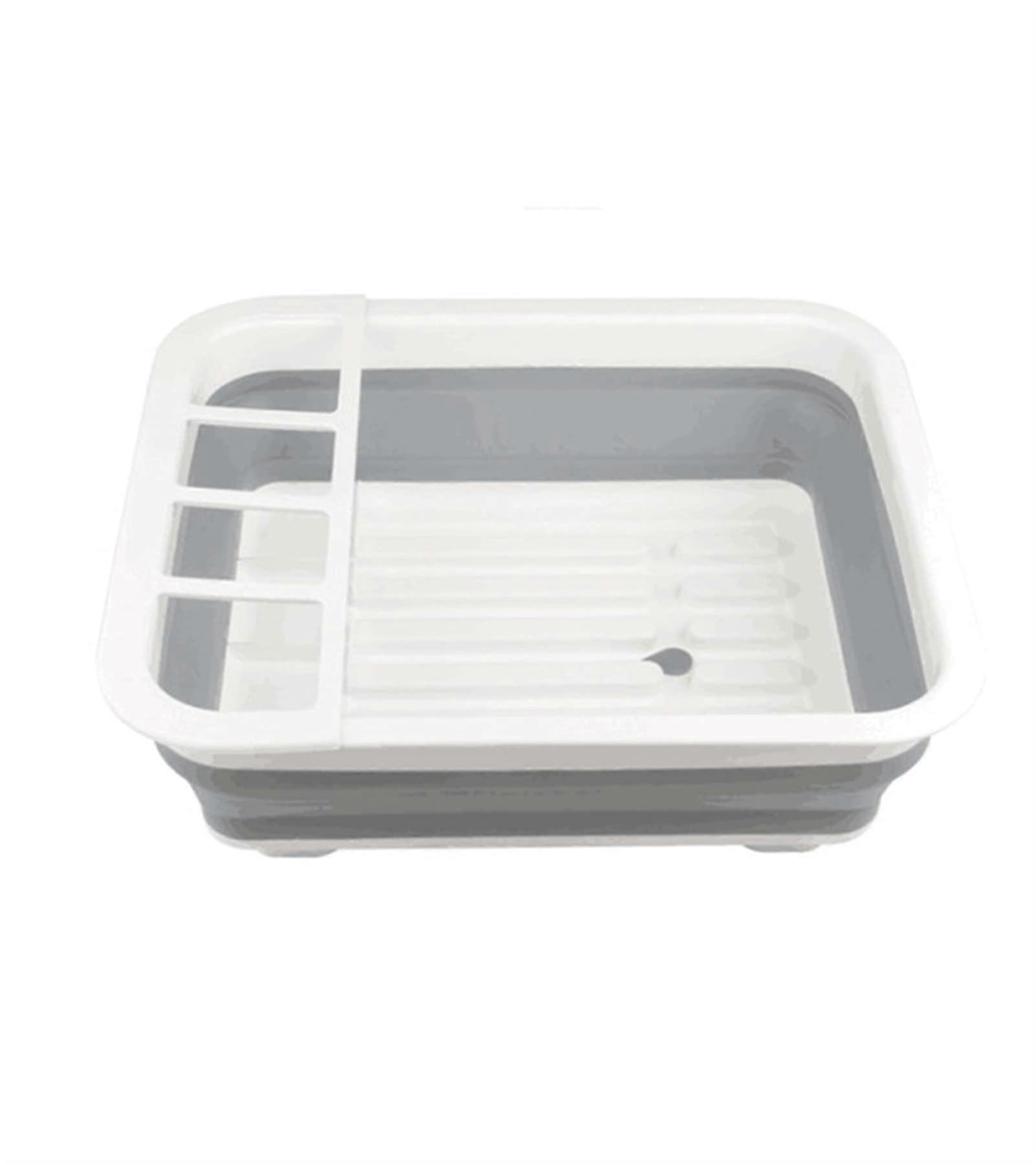 Foldable Dish Rack  Portable Bowl Sink Design for RV, Caravan, Boats. TPR Material. Blanco.