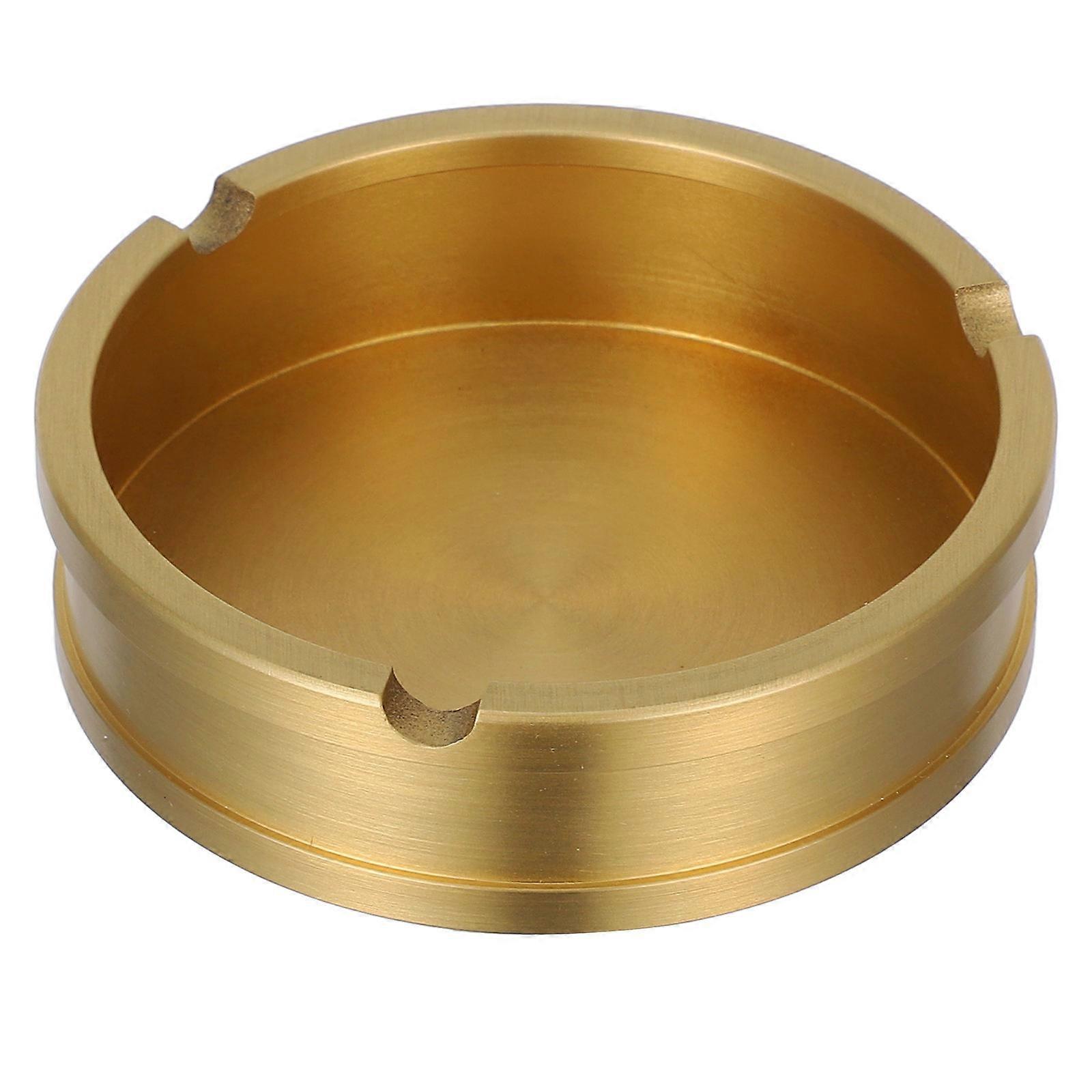 Brass Ashtray with Brushed Finish, Compact Vintage Round Design, Multi Functional Decorative Dish for Home, Office, or Patio – Elegant Tabletop