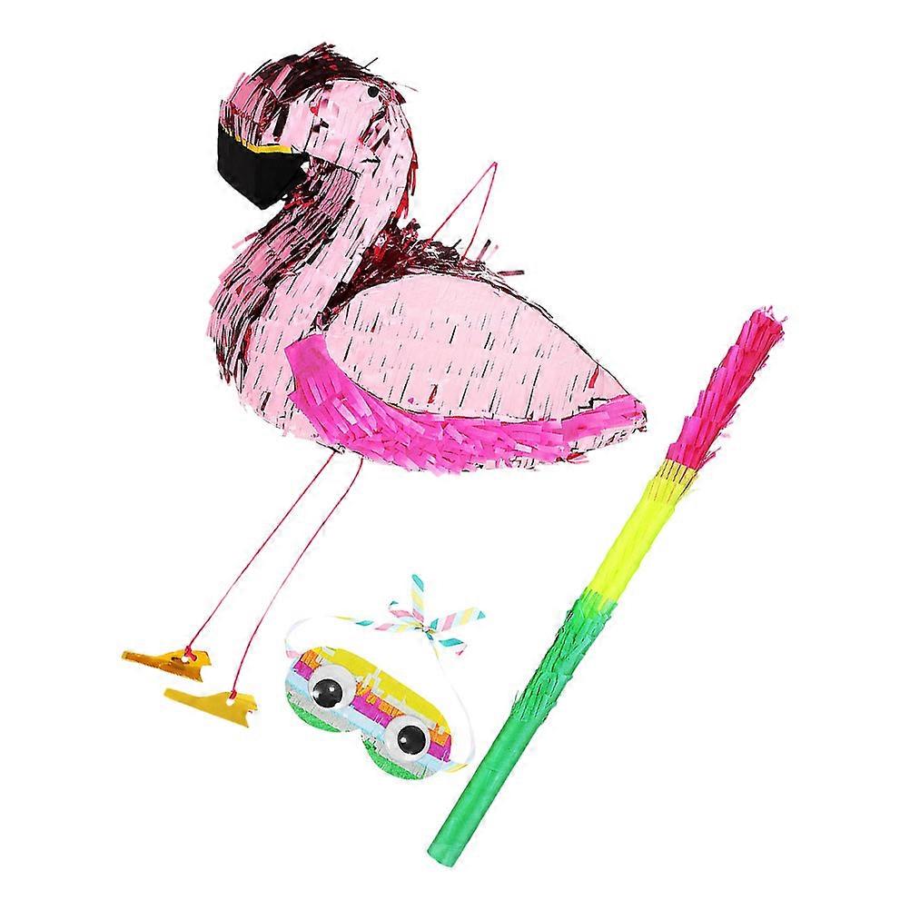 Flamingo Tropical Party Supplies Set for Birthday Celebrations, Summer Pool & Luau Decorations with Blindfold Game Accessory for Hawaiian Themed