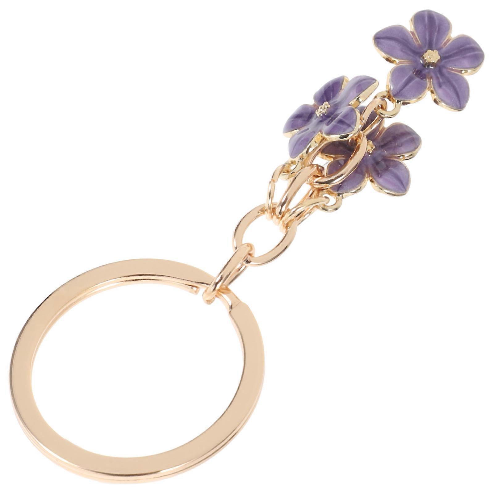 Sakura Flower Keychain Pendant Cute Bag Charm Stylish Accessory for Handbags Purses Backpacks Lightweight Versatile Decorative Key Holder Purple