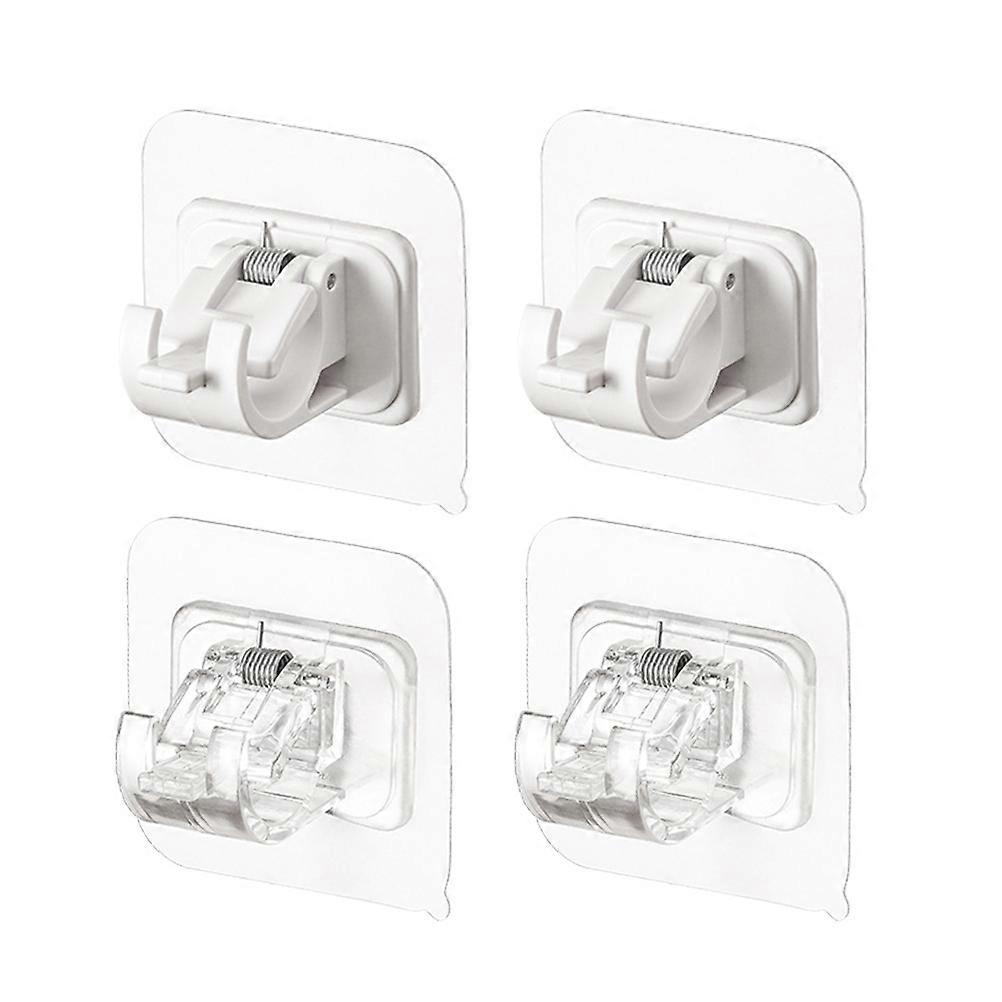 4pcs Self Adhesive Curtain Rod Clips for Bathroom & Home Organization – Easy Install on Smooth Surfaces, No Drilling Required