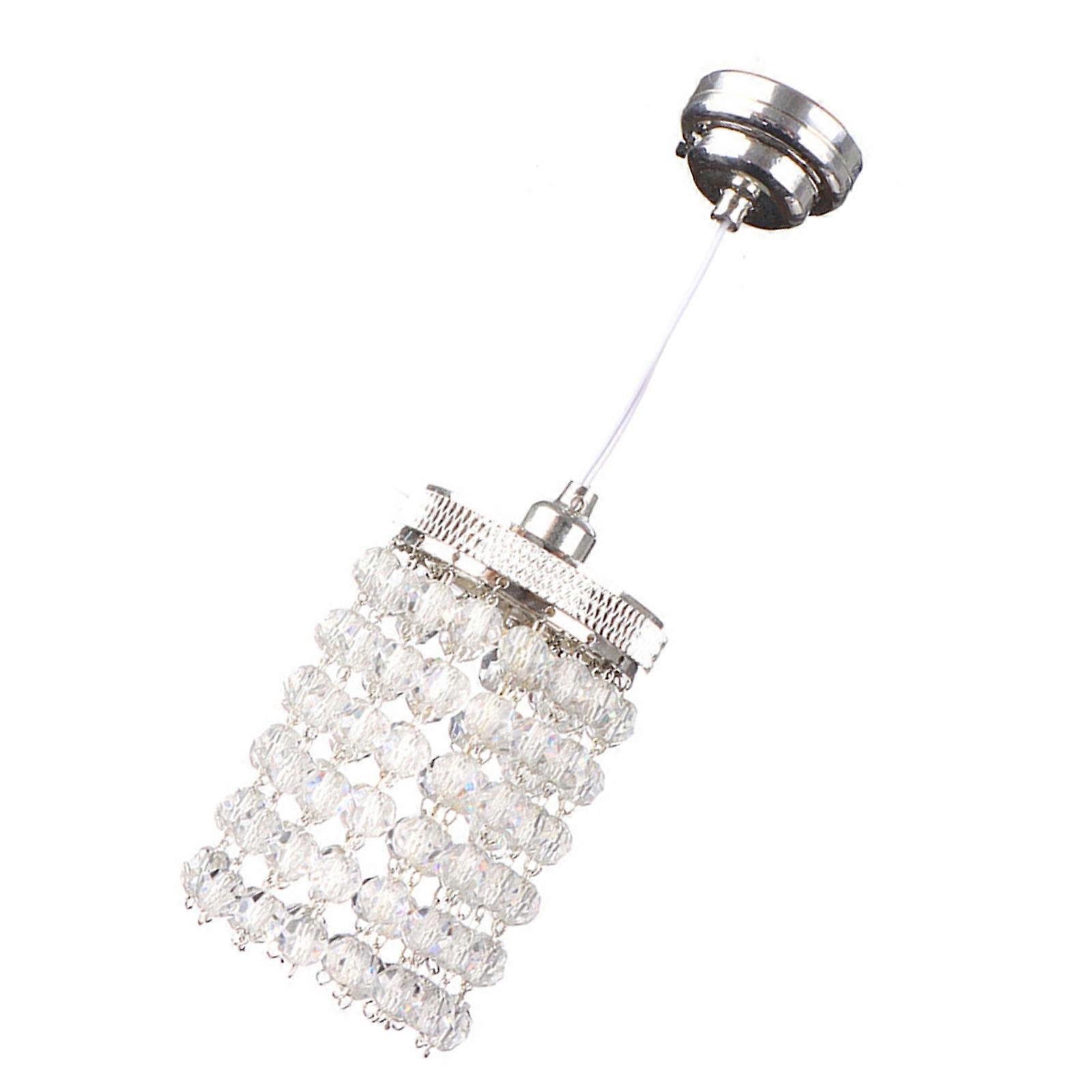Miniature Hanging Ceiling Lamp For Doll House Rooms Energy Efficient LED Bulbs Easy Assembly Decorative Display Furniture  Silver