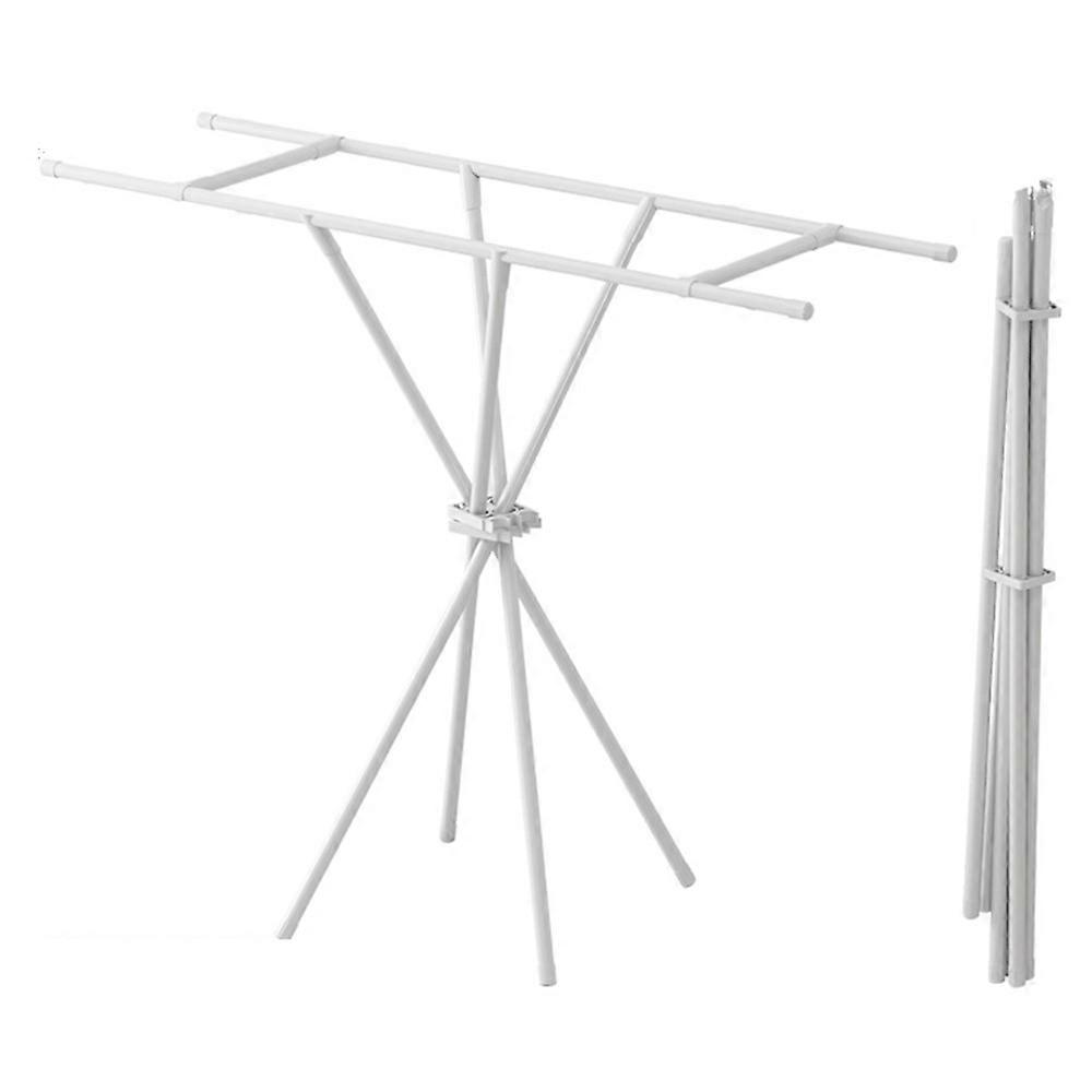 Foldable Clothes Drying Rack Carbon Steel + ABS Quilt Shelf with 2 Bars for Balcony and Bedroom