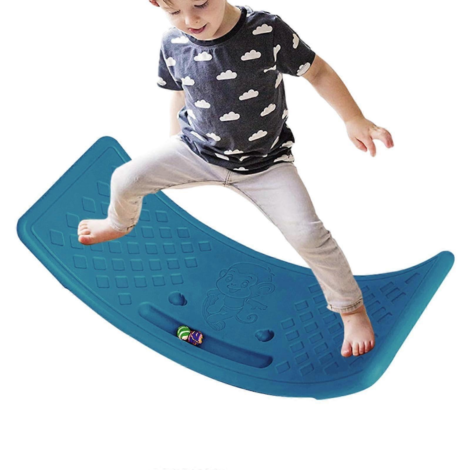 Balance Board for Children Wobble Board Seesaw Rocker Versatile Balancing Board for Yoga and Core Training Plastic Blue