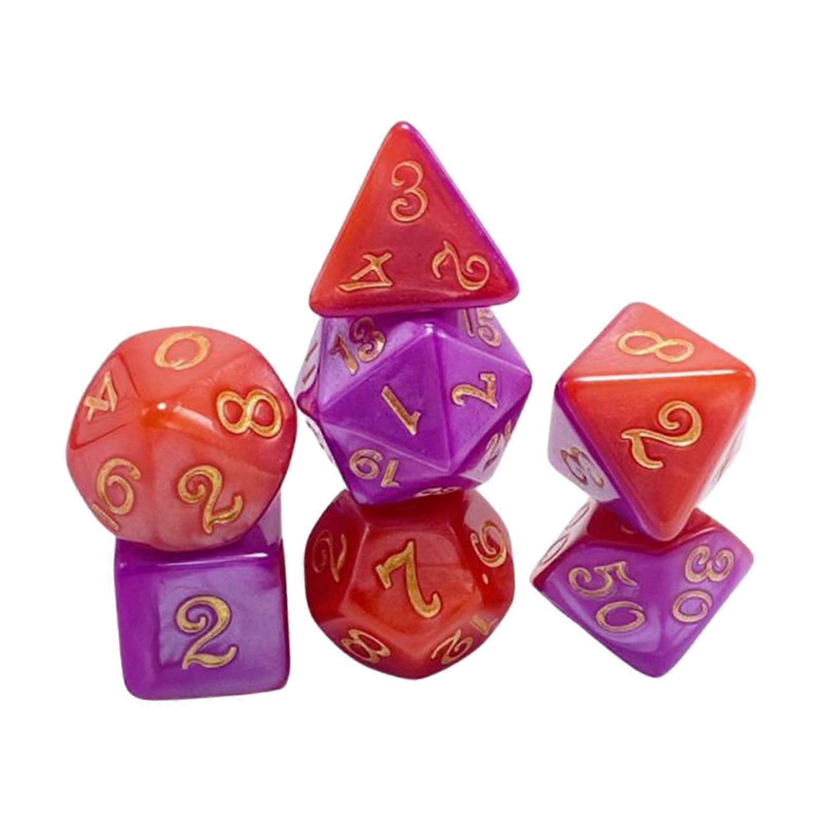 7 Piece Polyhedron Dice Set, MultiSided Dice RPG Table Toy, Maths Teaching Acrylic Dice D4d20, Purple