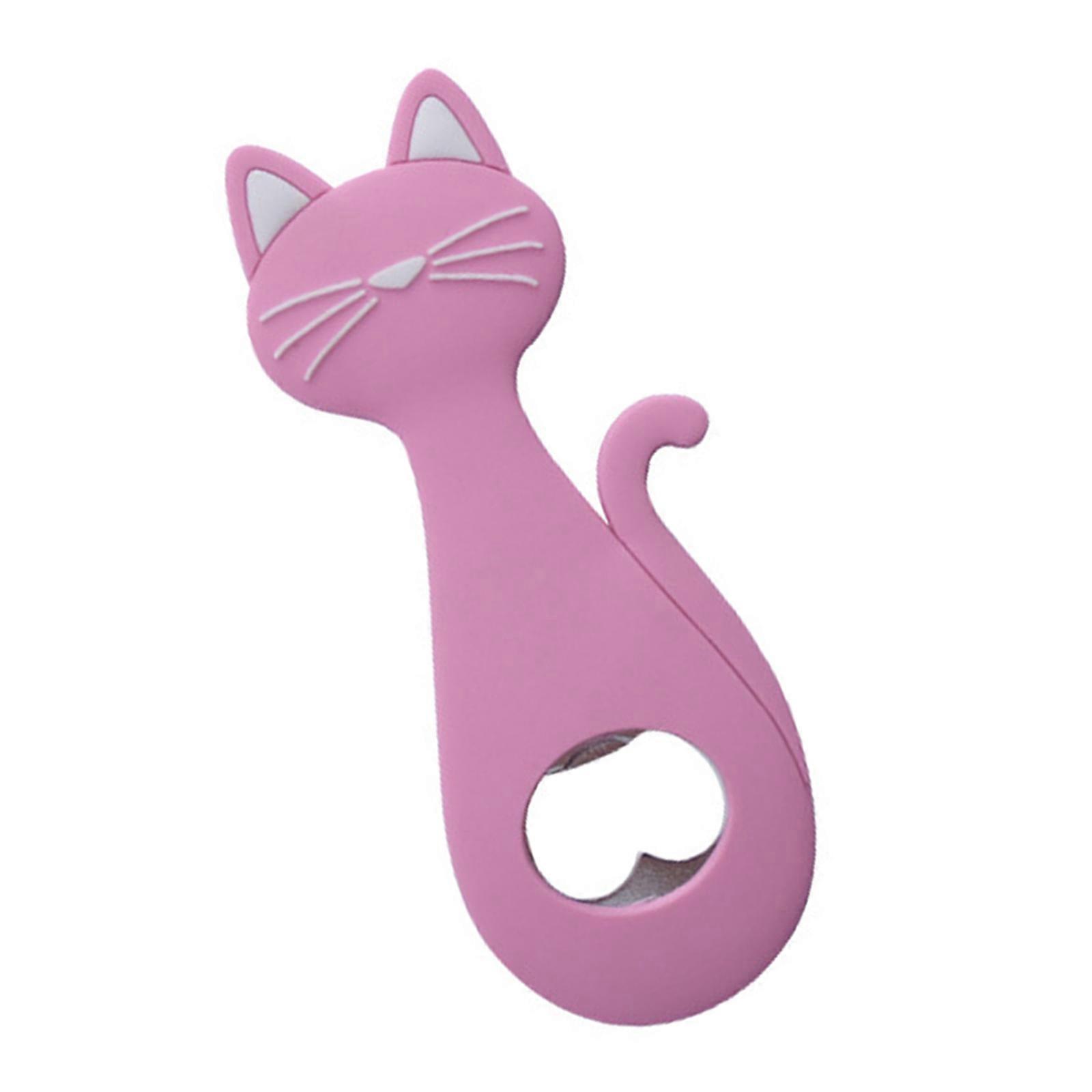 Cats Shape Beer Opener Powerful Magnets 5N Force Functional Functional Silicone Handle Home Party Essential Tool Pink