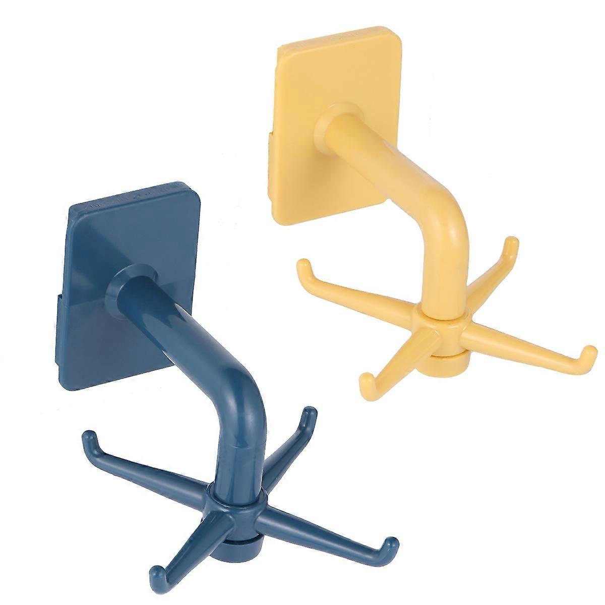 Rotatable Hooks for Hanging Use Easy to Install on Smooth Surface Assorted Color ABS 2pcs
