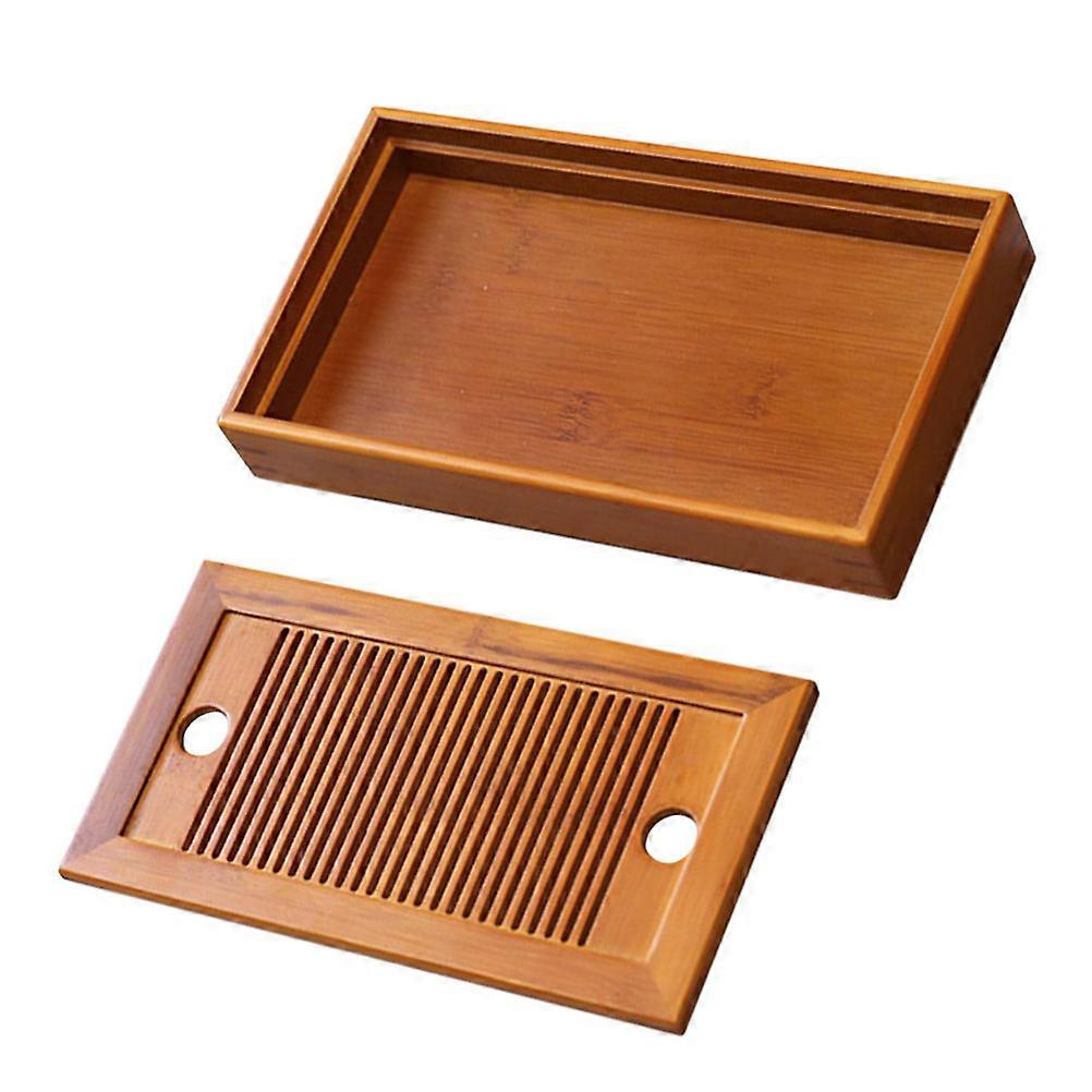 Light Brown Tea Tray for Home Use with Ample Space for Teaware and Cups, Made of Synthetic Material