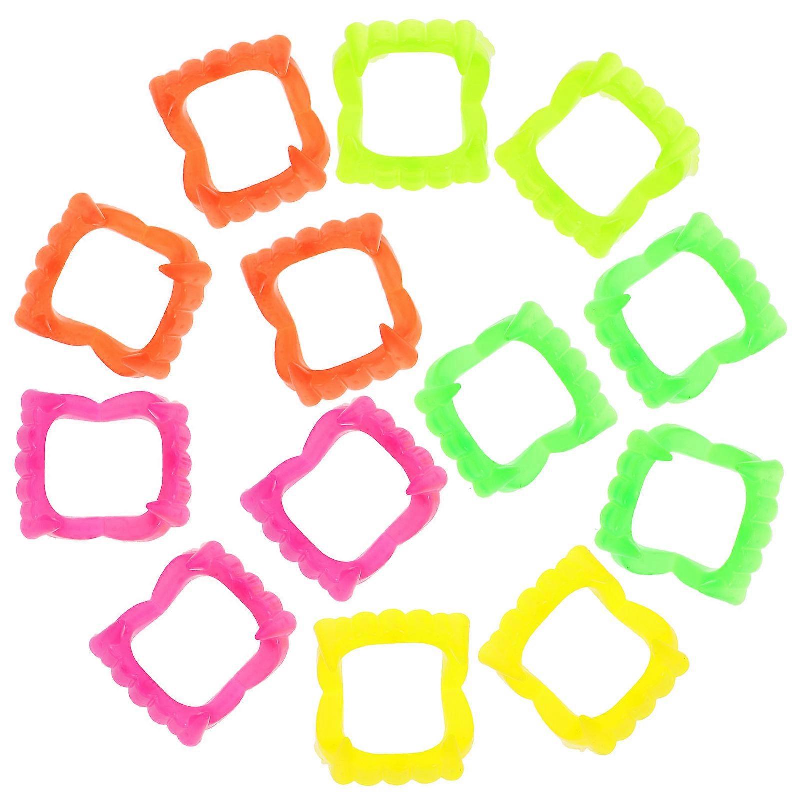50pcs Mixed Color Plastic Halloween Teeth Caps Reusable Vampire Dentures for Party Pranks, Costume Decorations, and Festive Celebrations – Realistic