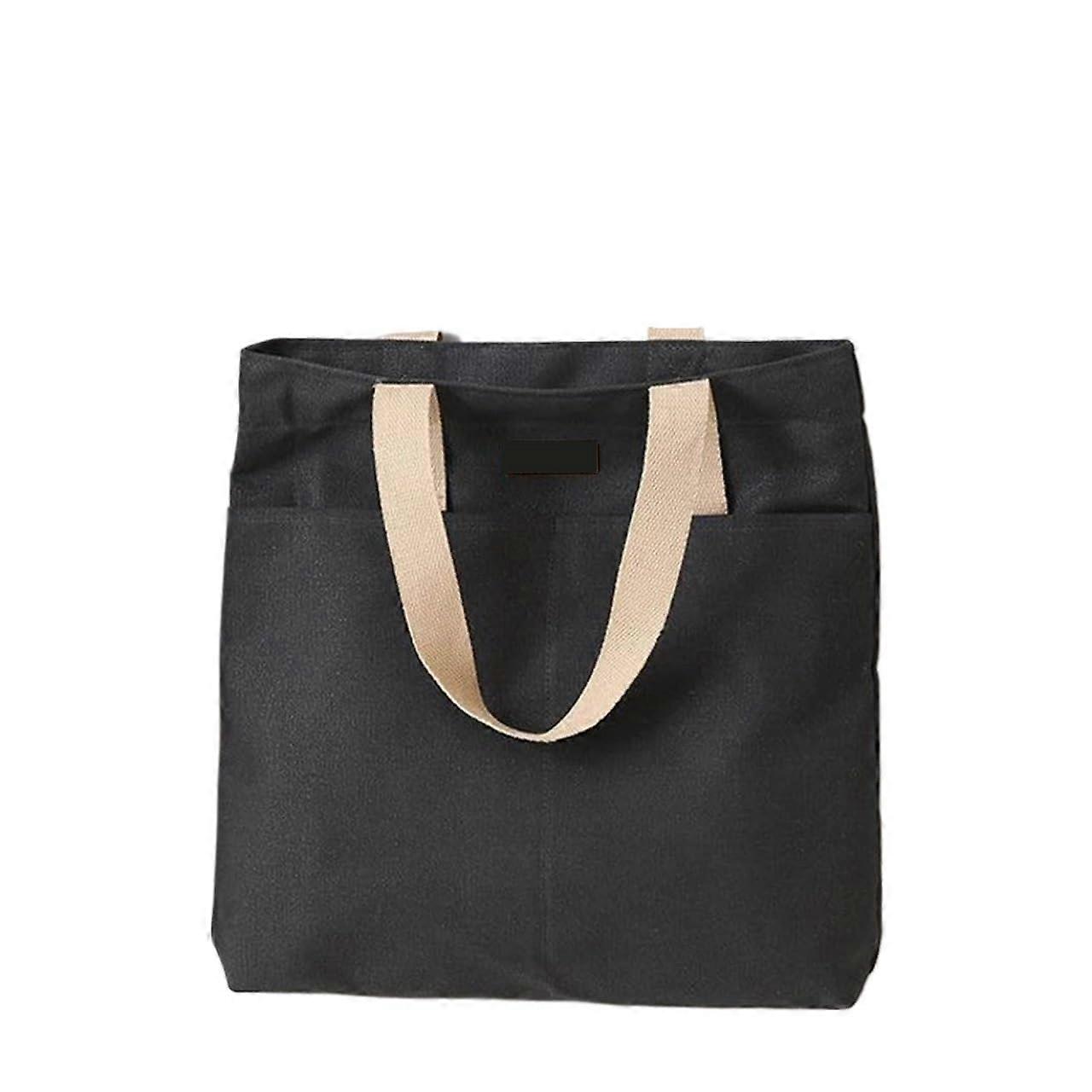 Canvas Tote Bag, 1 Piece, Women's Shopping Bag, Large Capacity, Comfortable, Practical (Black)