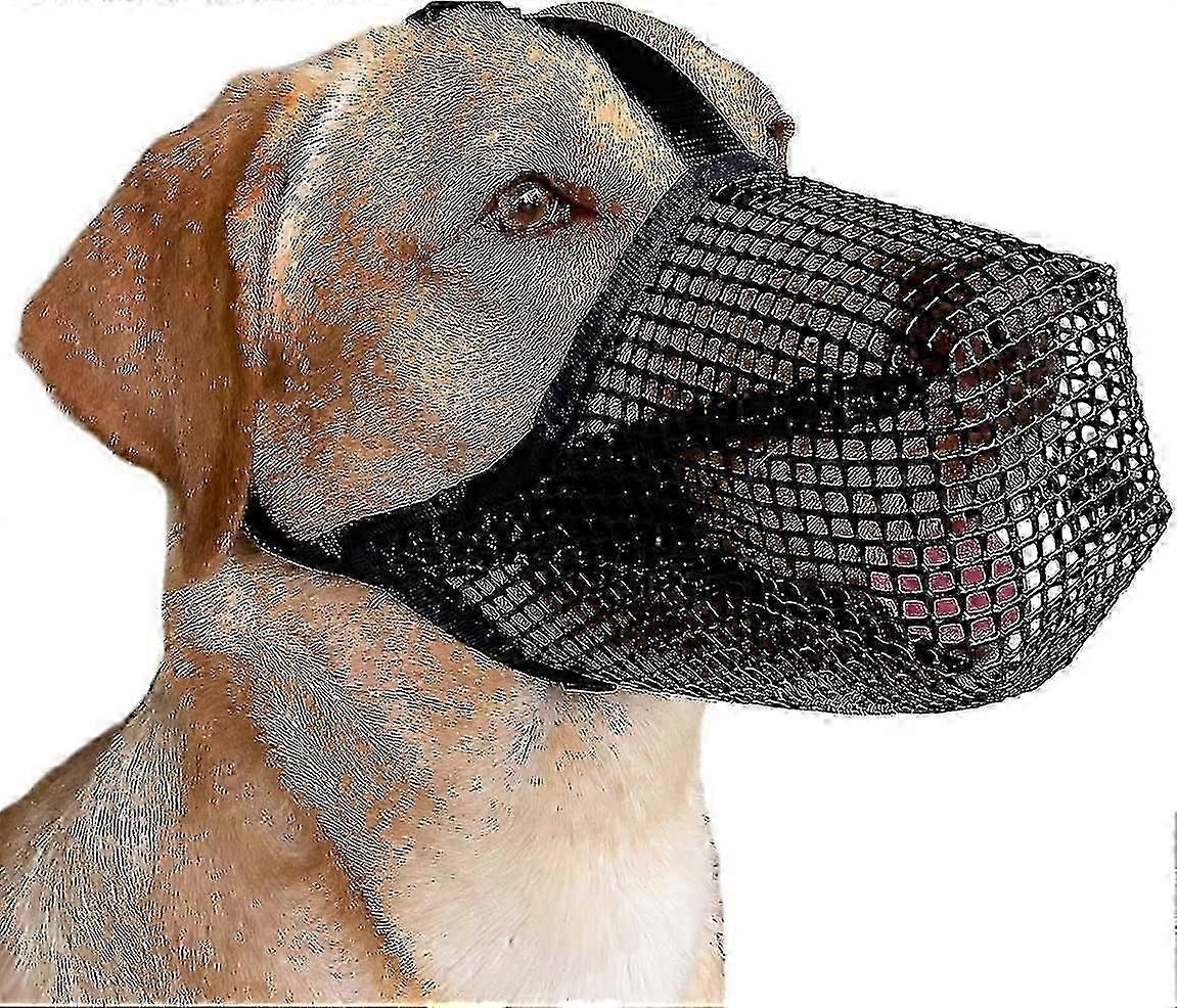 Dog muzzle with adjustable strap, soft mesh cover muzzle, suitable for small, medium, large dogs XL black