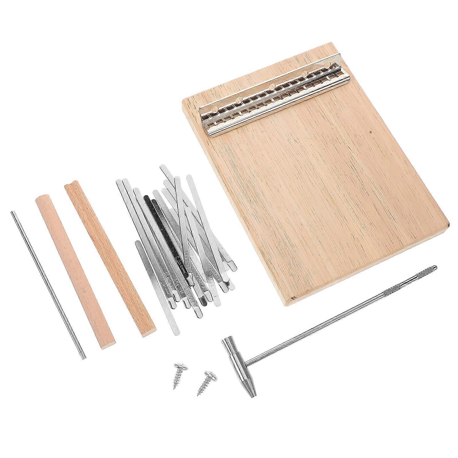 Finger Thumb Piano DIY Assembly Kit for Musical Education and Note Identification with Tuning Hammer 1Set