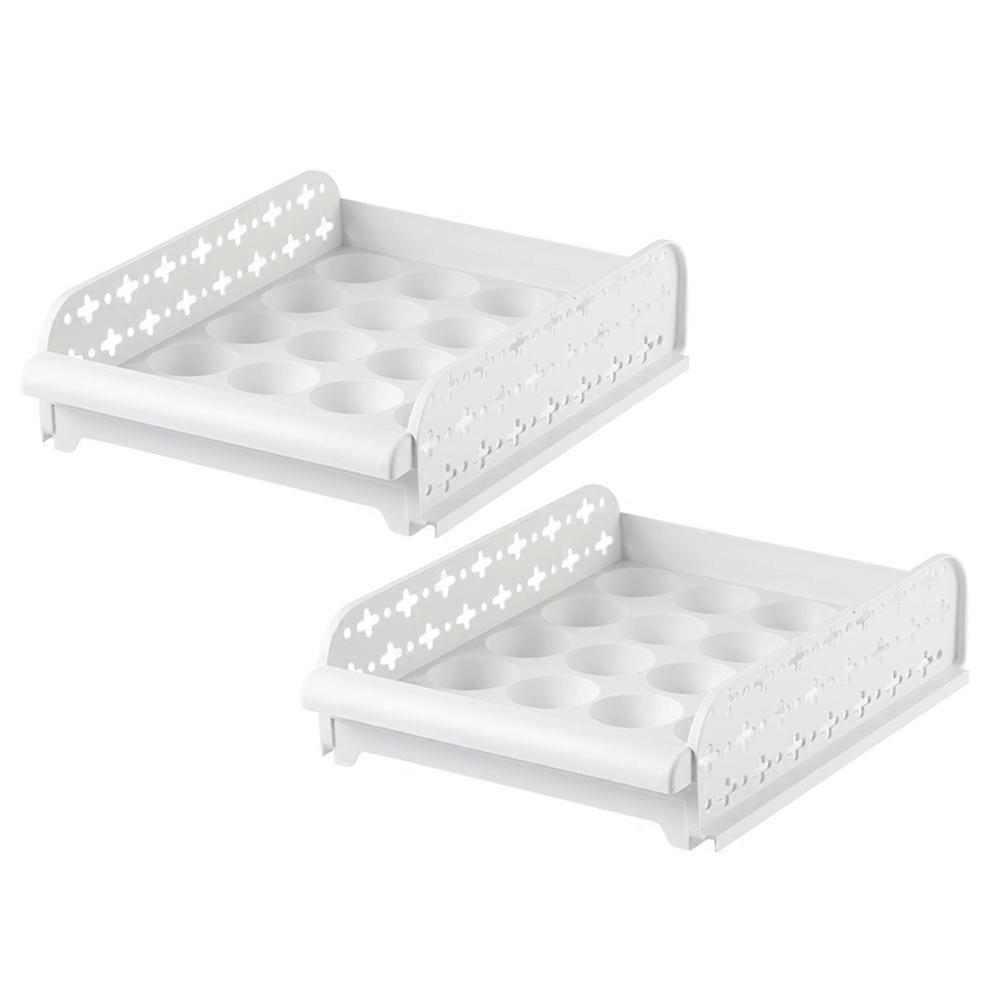 Egg Storage Box Kitchen Plastic Egg Box for Home 2Pcs Drawer Type